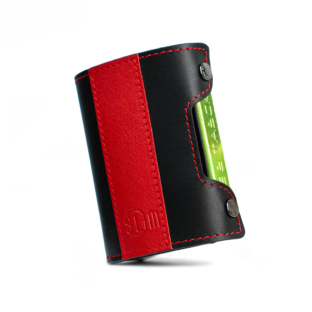 SLim Be Tasck Bicolor portafoglio compatto rossonero pelle