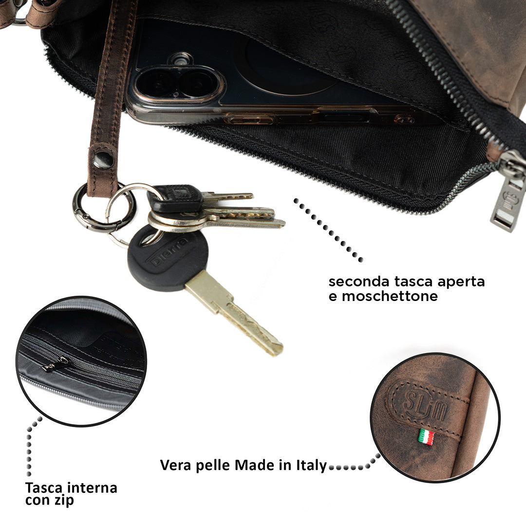 SLim Pochette Max Pochette Pelle 25x19 Made in Italy