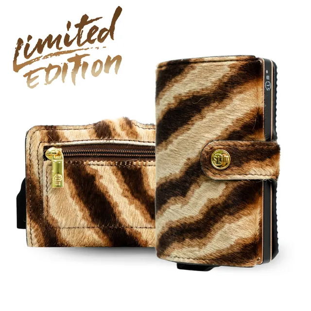 SLim Vera Pelle Portafoglio Animalier Tigrato RFID