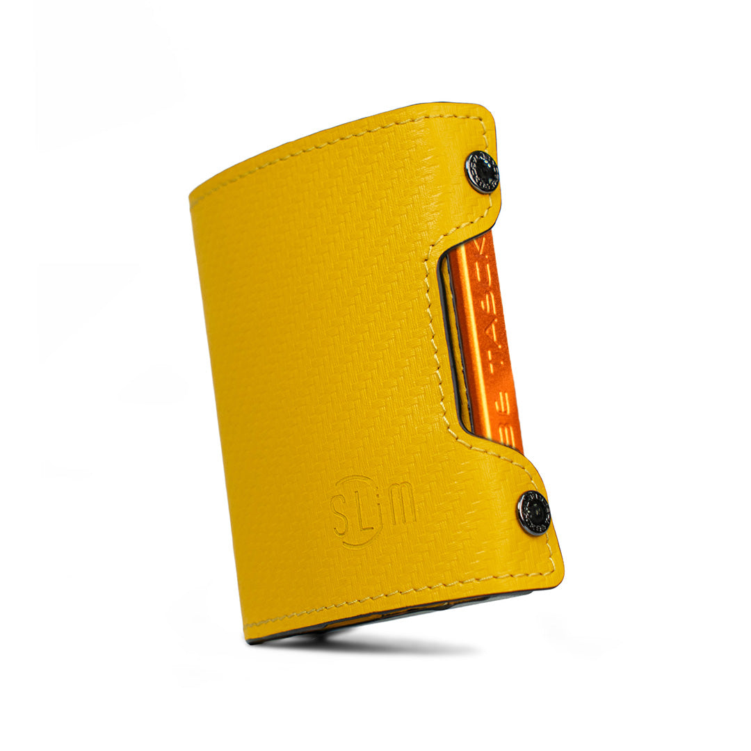 SLim Be Tasck Carbon portafoglio giallo effetto carbonio