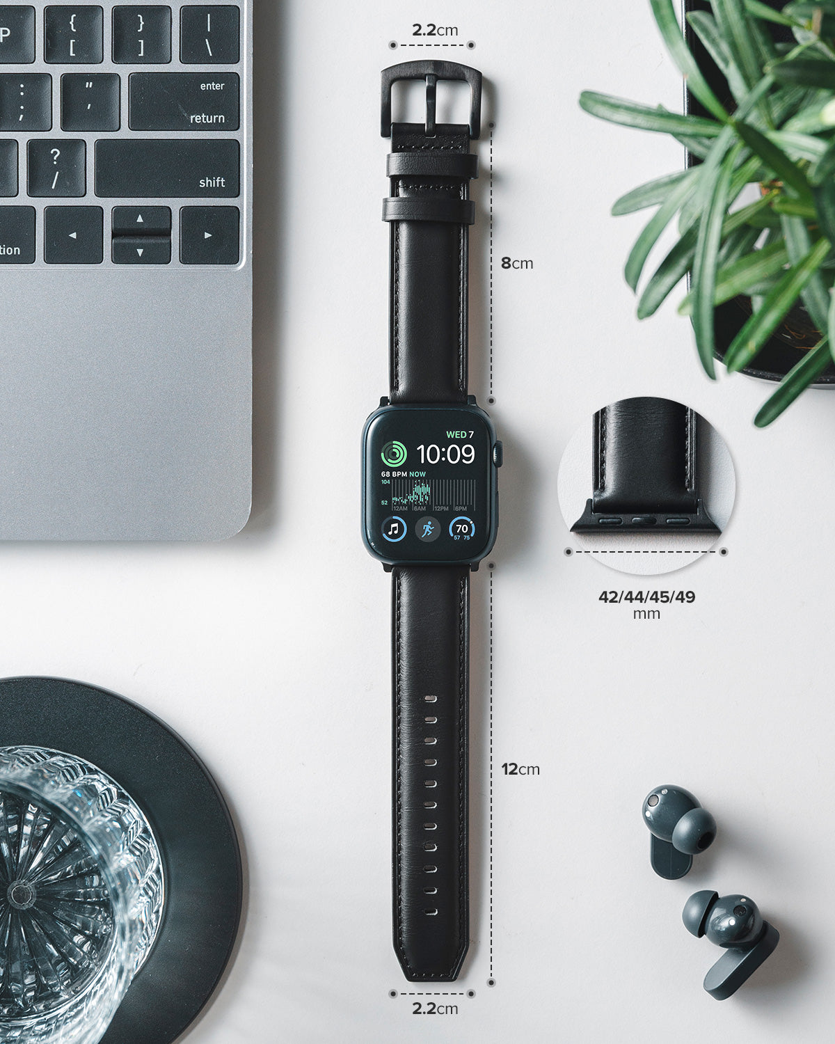 VULKIT Accessories VWB100 Cinturino Pelle Nero 38mm Apple Watch