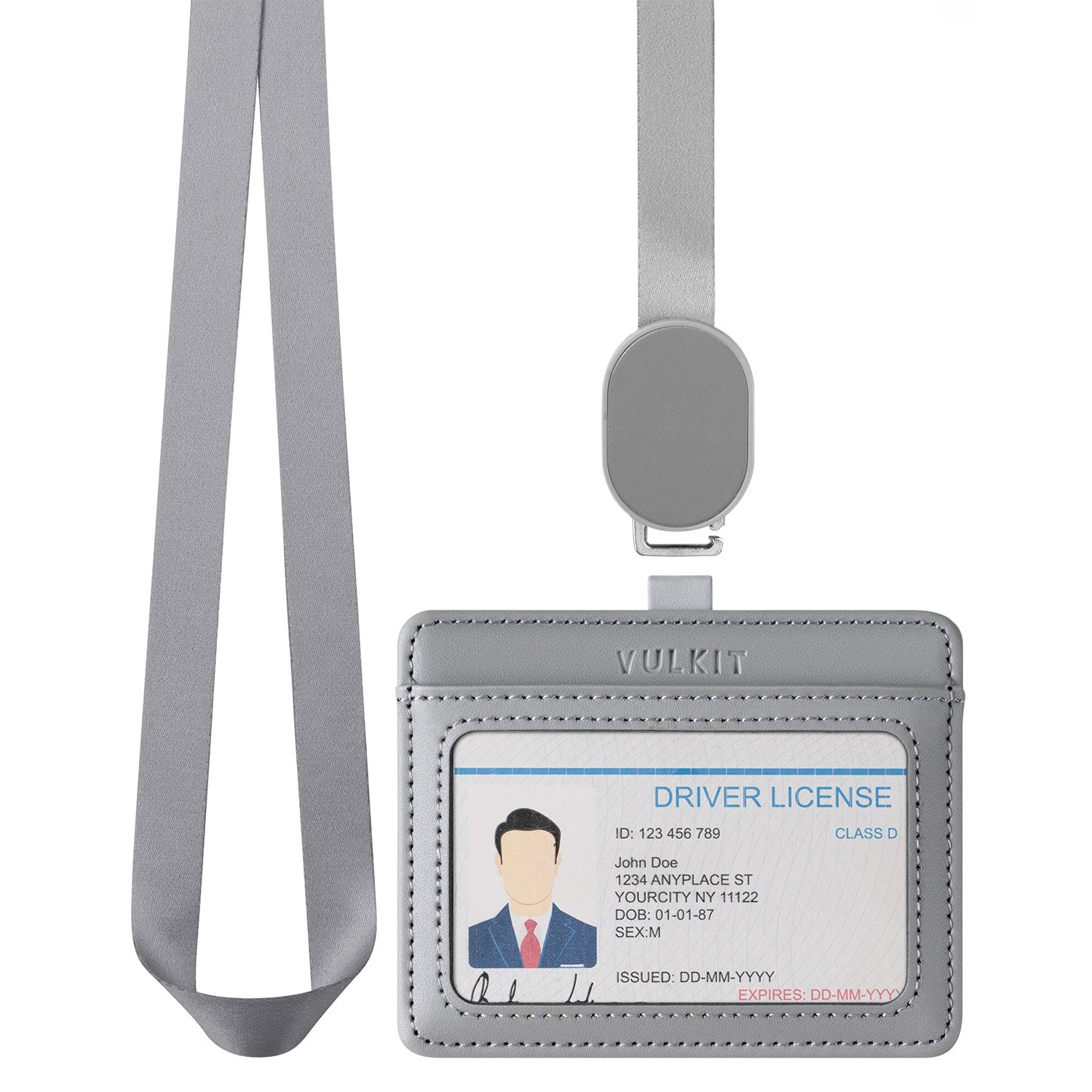 VULKIT VBH104 Porta Badge Nero Retrattile 2 Slot Ufficio
