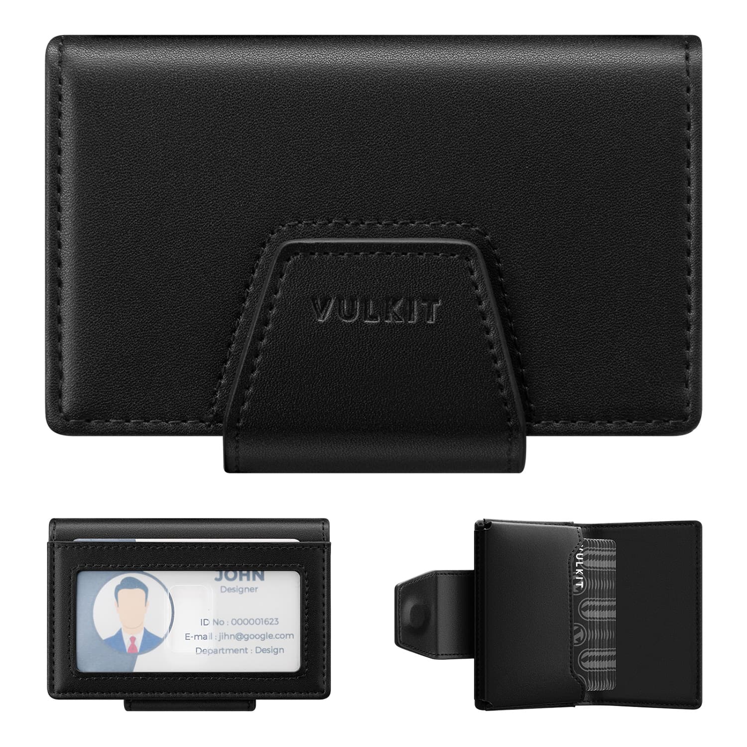 VULKIT VBC104 Portacarte RFID Blu Chiusura Magnetica Slim
