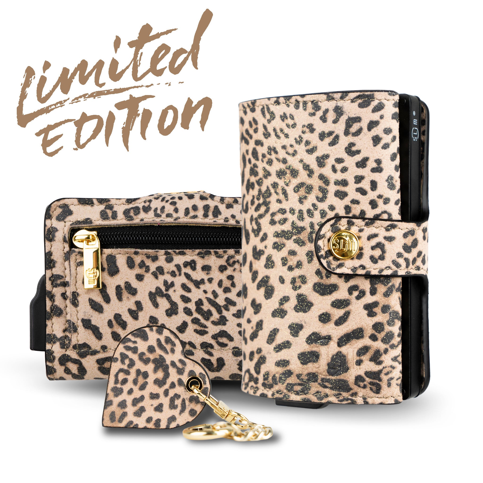 SLim Vera Pelle Animalier Leopard Classic portafoglio slim RFID