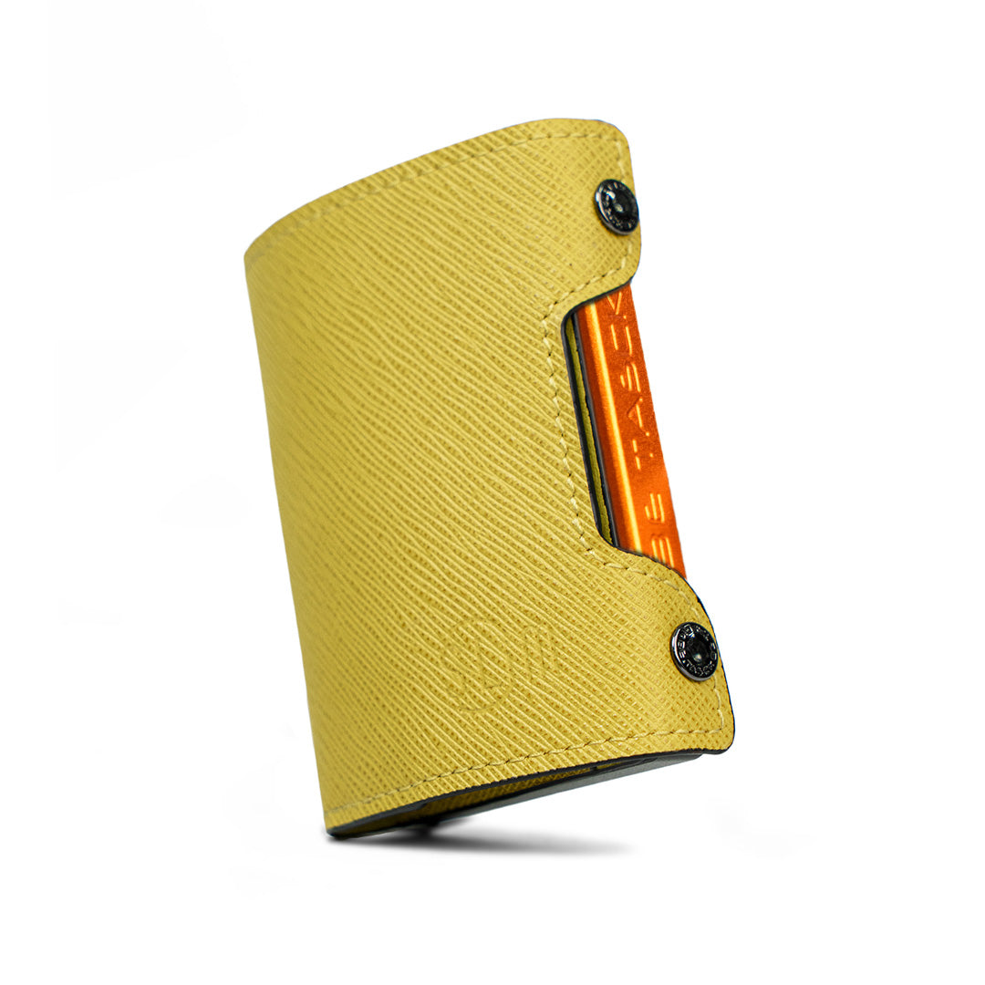 SLim Be Tasck Saffiano Giallo portafoglio pelle frame nero