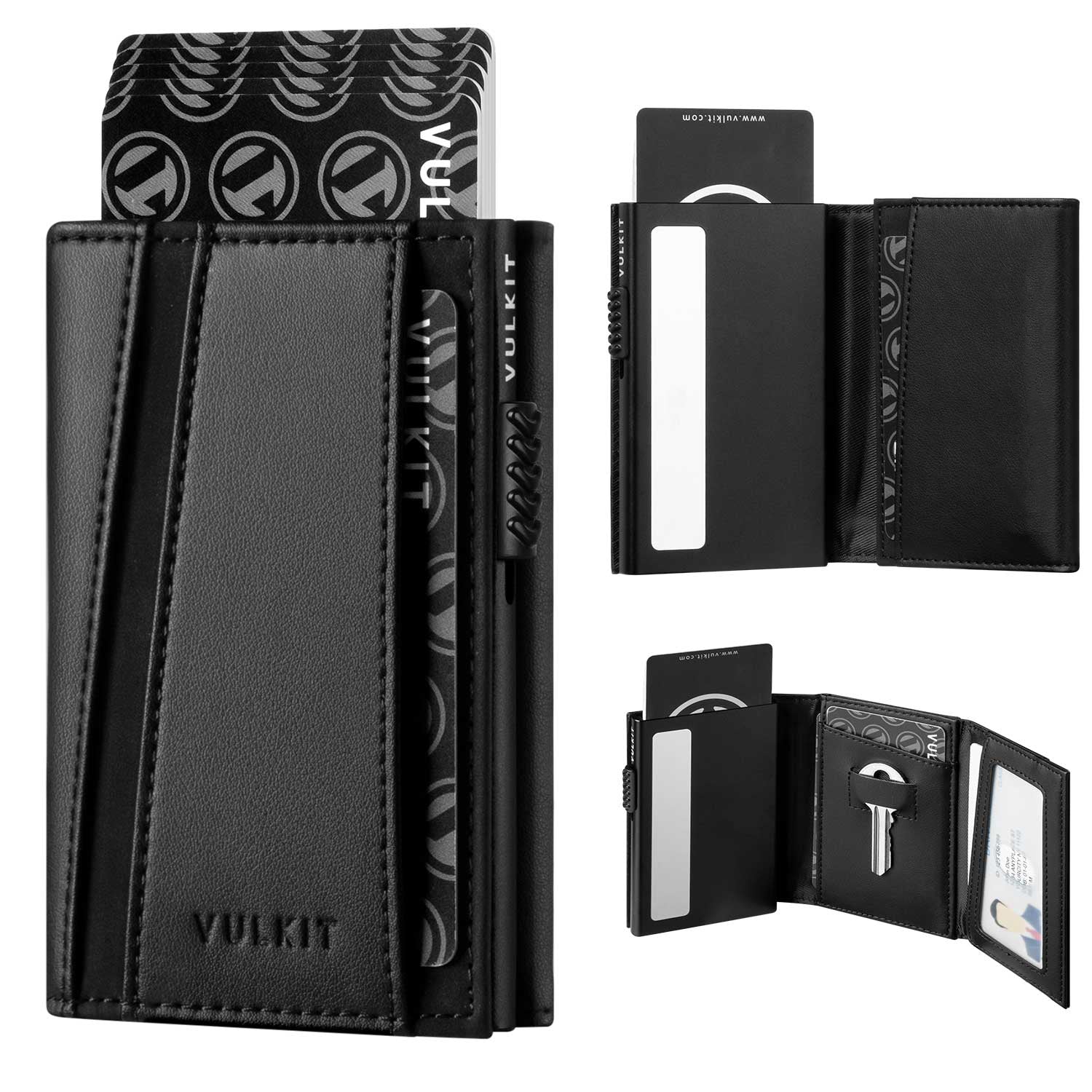 VULKIT VC319 Portafoglio Pop-Up Uomo Blu 10 Carte Chiave