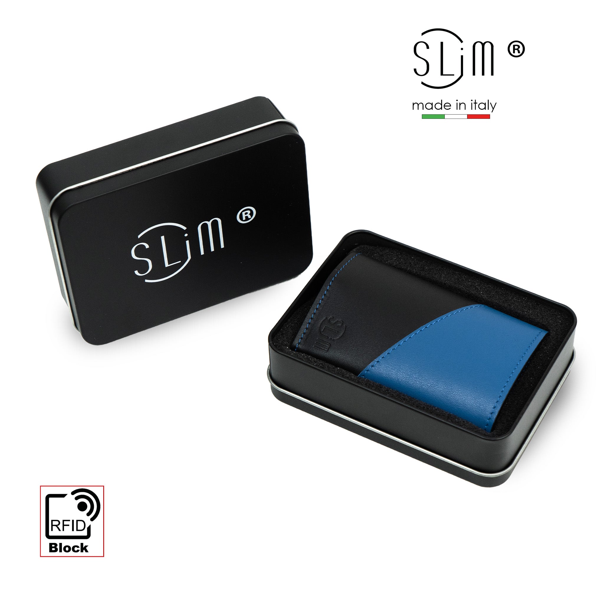 SLim Touch portafoglio bicolor neroazzurro RFID