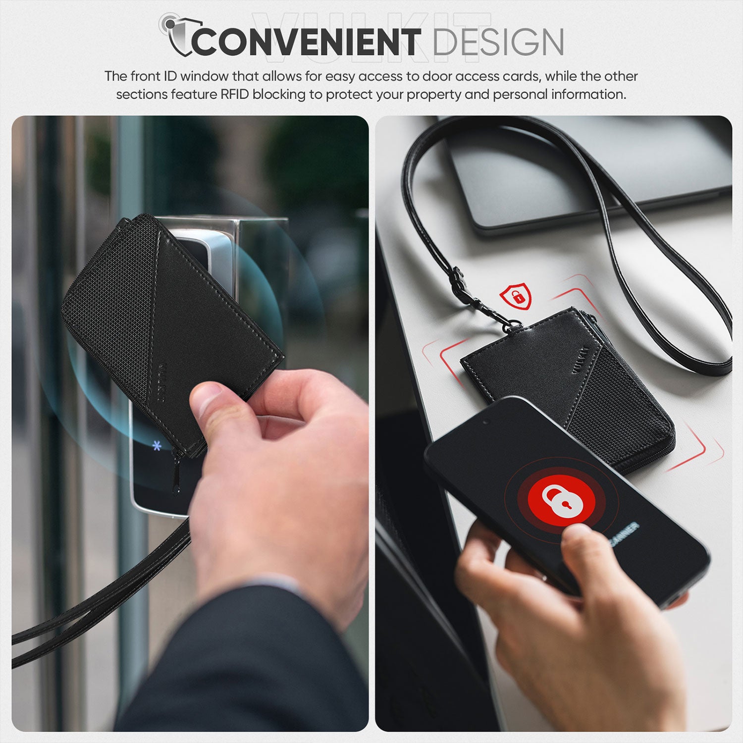 VULKIT ID Card Holders VBH103 porta badge nero RFID cerniera