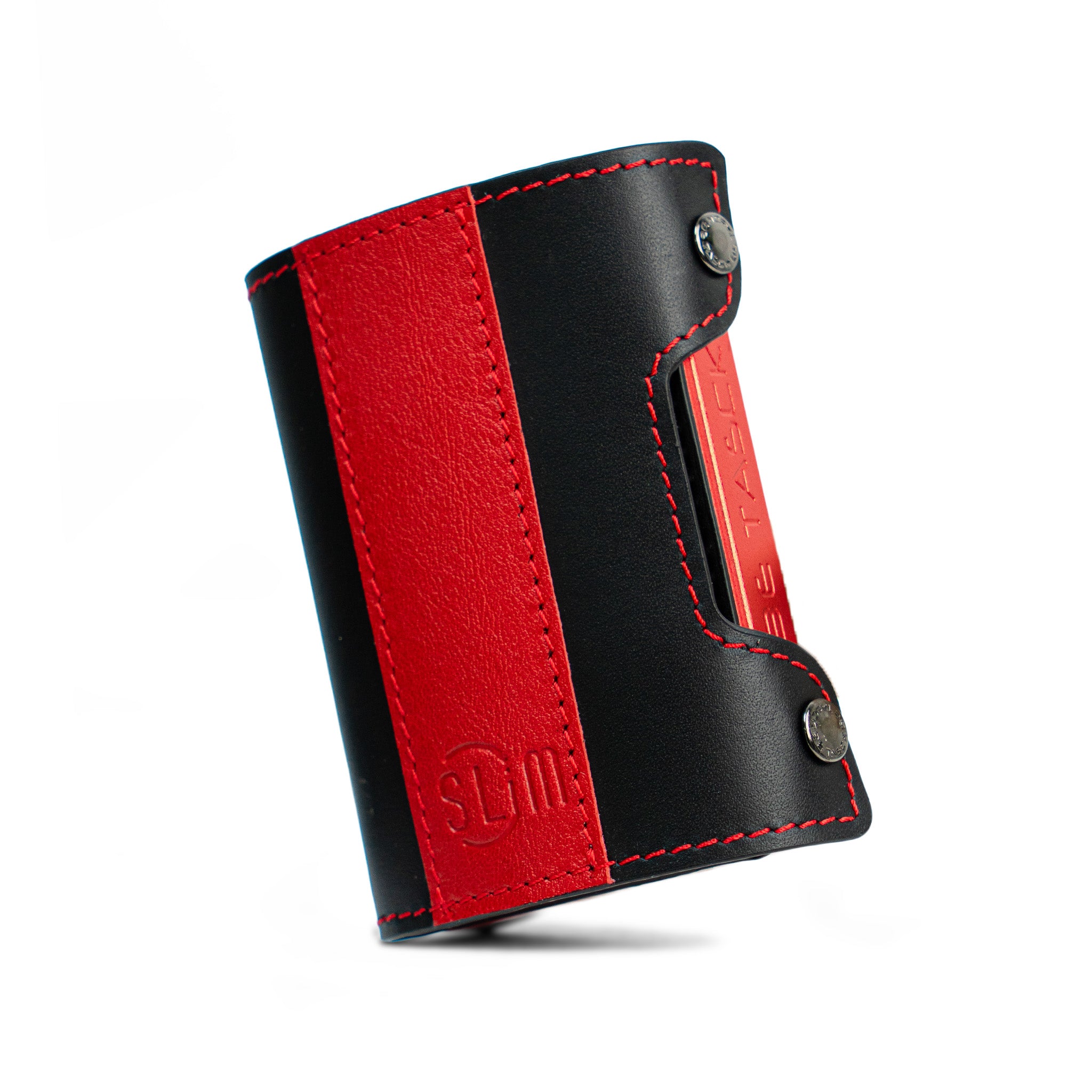 SLim Be Tasck Bicolor portafoglio compatto rossonero pelle