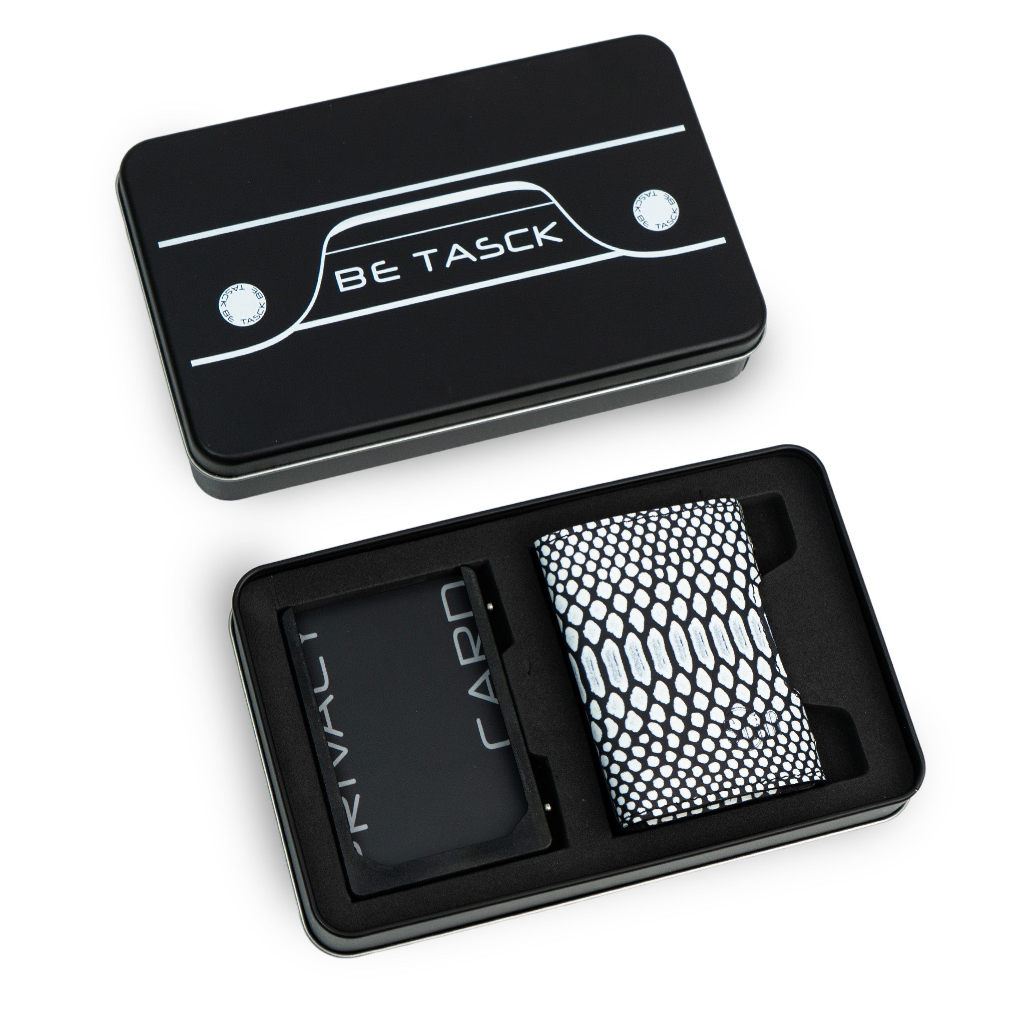 SLim Be Tasck Rettile Bianco Nero Portafoglio Frame Nero