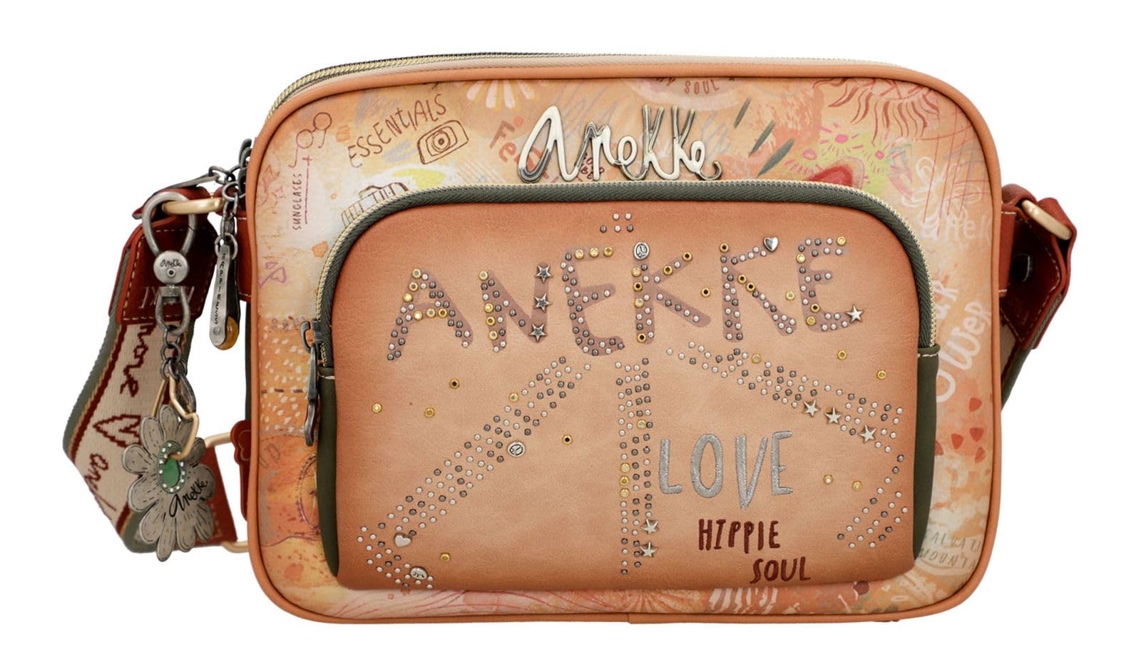 Anekke Bloom borsa a tracolla 3 scomparti ecopelle 26x19