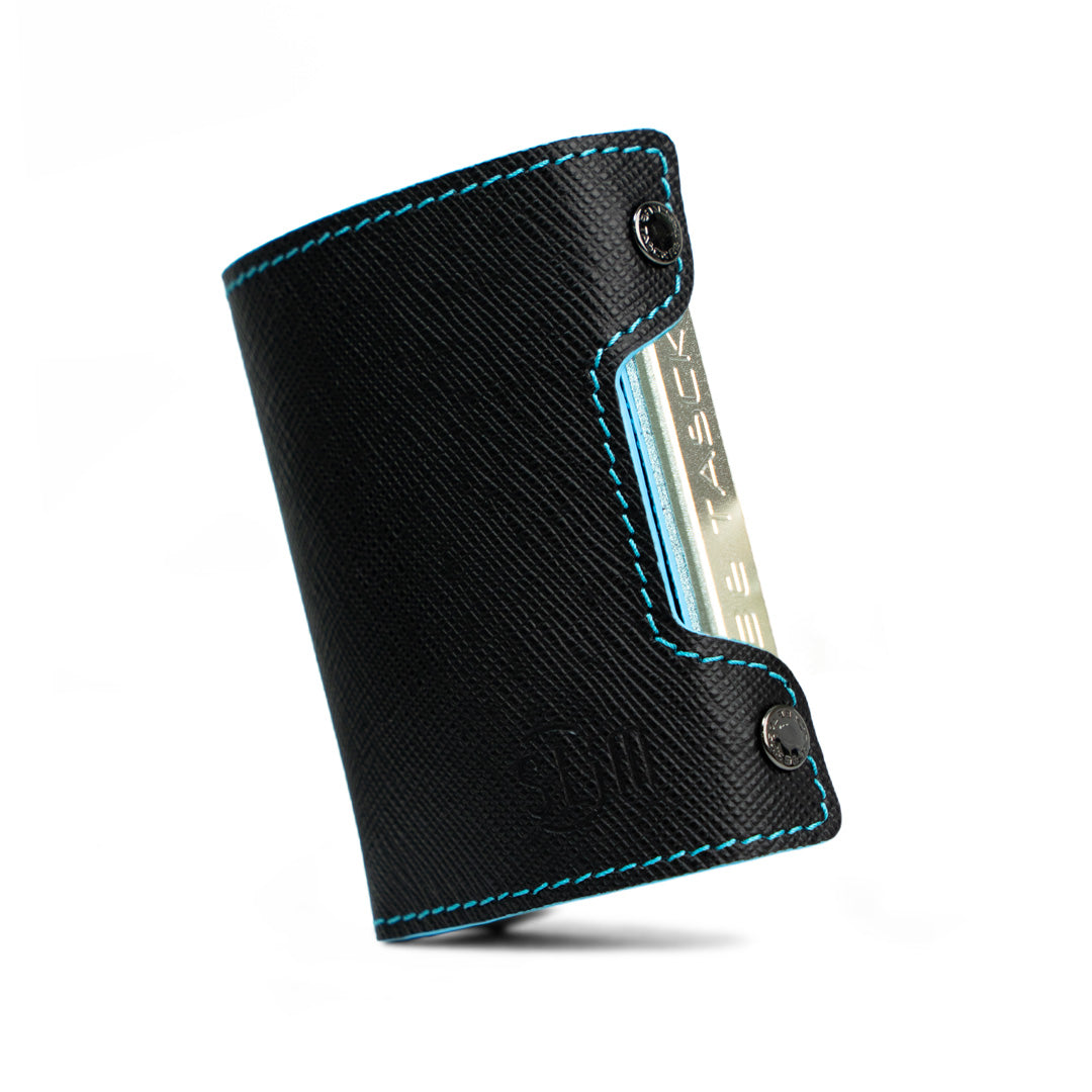 Be Tasck Portacarte Saffiano Nero e Azzurro