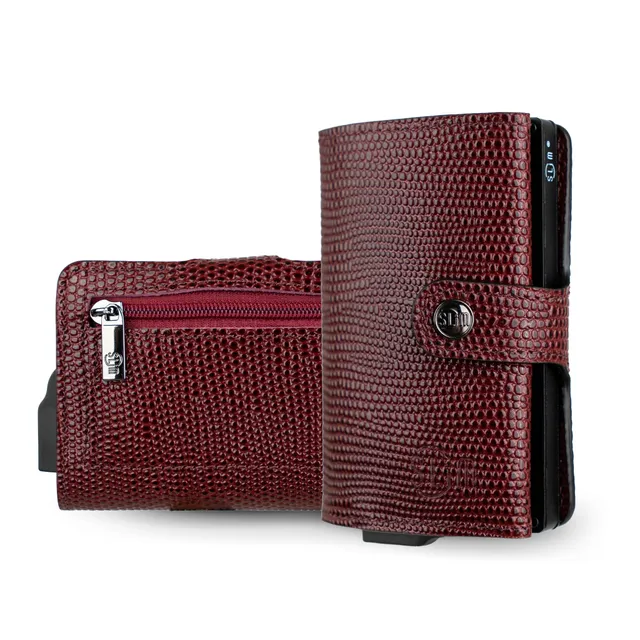 SLim Vera Pelle Tejus Portacarte Bordeaux Antigraffio RFID