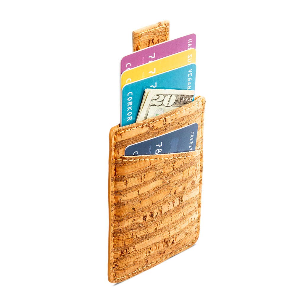 Corkor Wallets Portafoglio Uomo Sughero Rosso Marrone Sottile