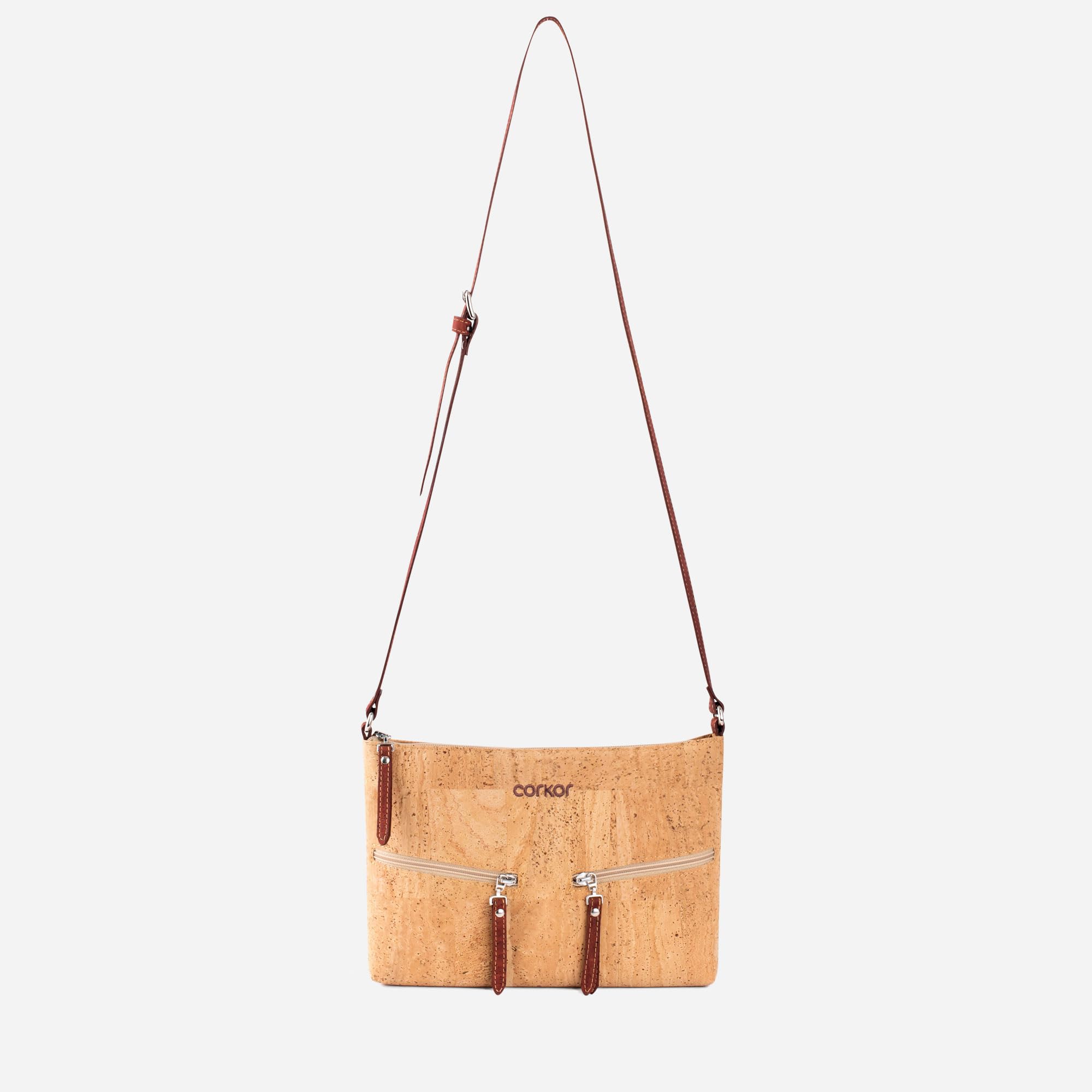 Corkor Bags Zaino Sughero Marrone Rosso Donna Porta Documenti
