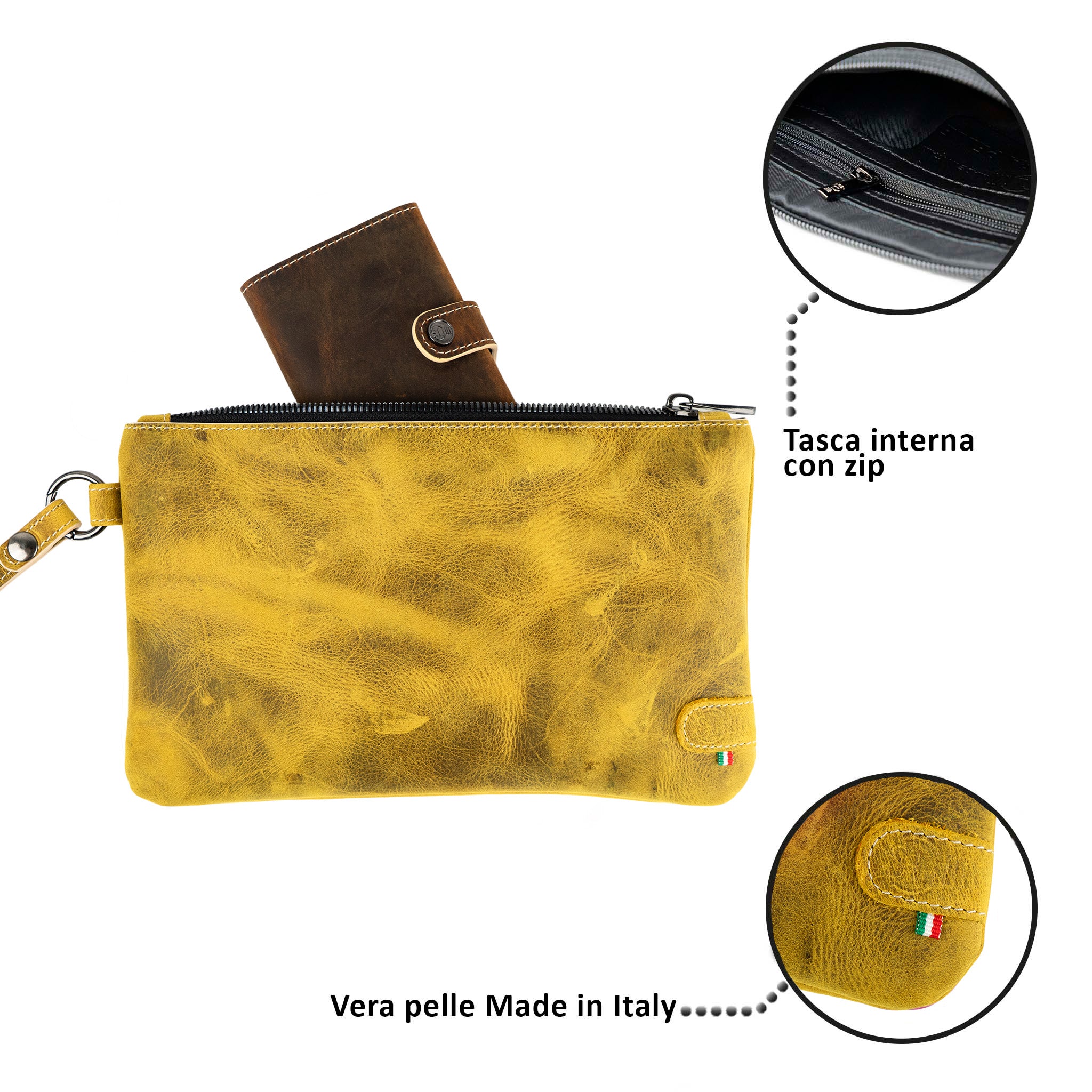 SLim Pochette Polsiera Pelle Crazy Horse Sole