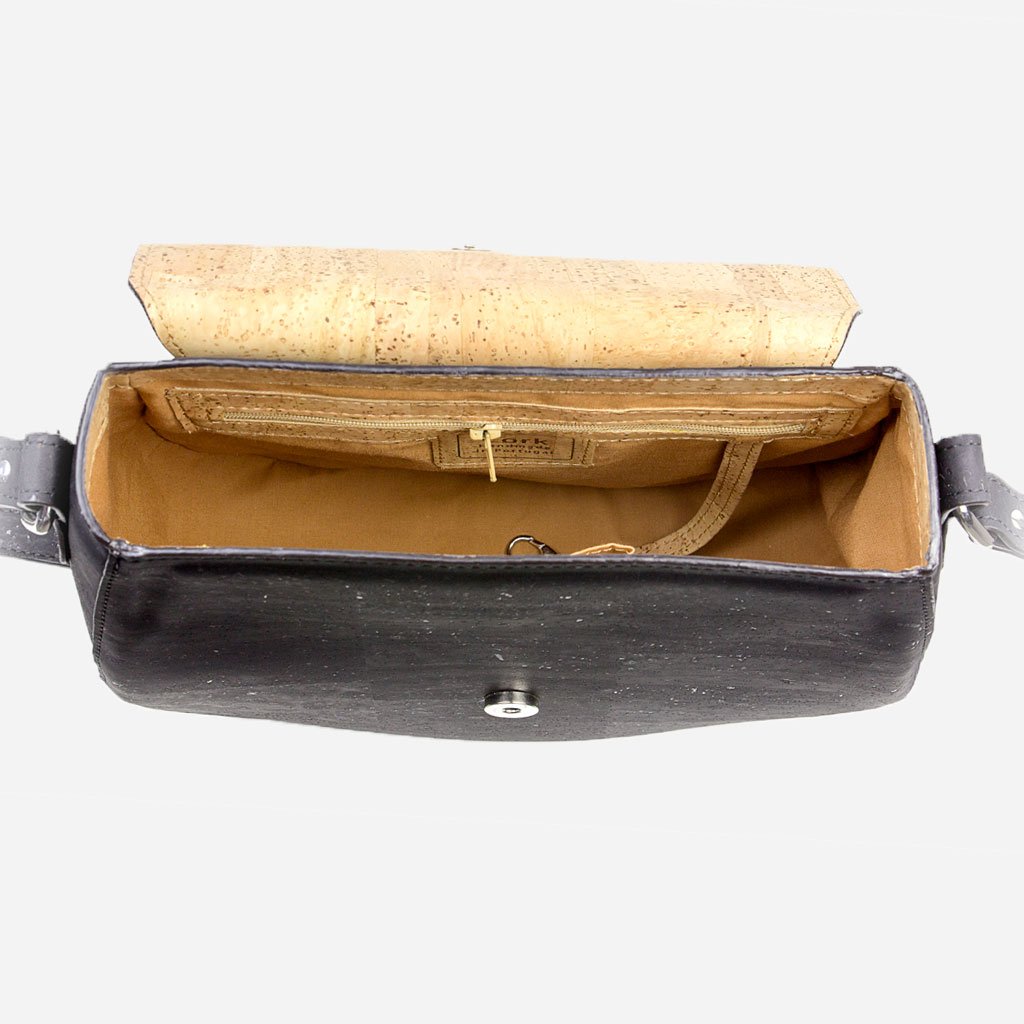 Corkor Bags Zaino Donna Sughero Vegan Naturale Nero Tracolla