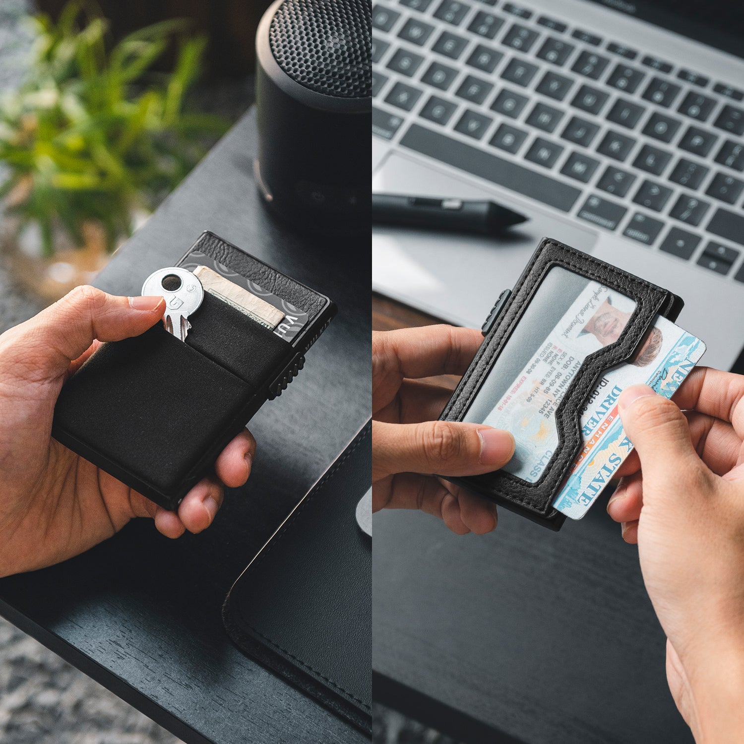 VULKIT Card Holders VC306 Portacarte Alluminio Slim Nero Velluto
