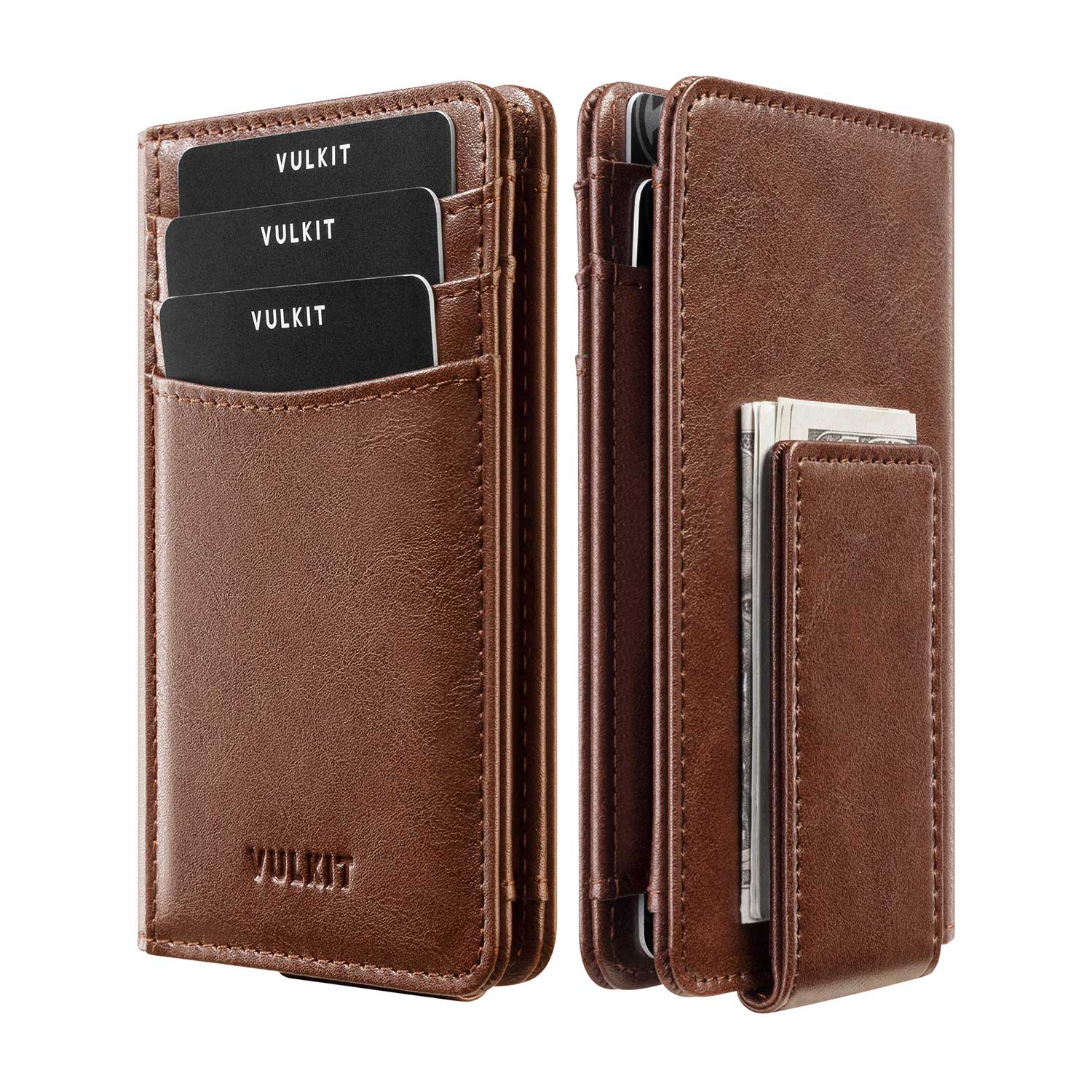 VULKIT Card Holders VW136 portafoglio pelle nero magnetico RFID