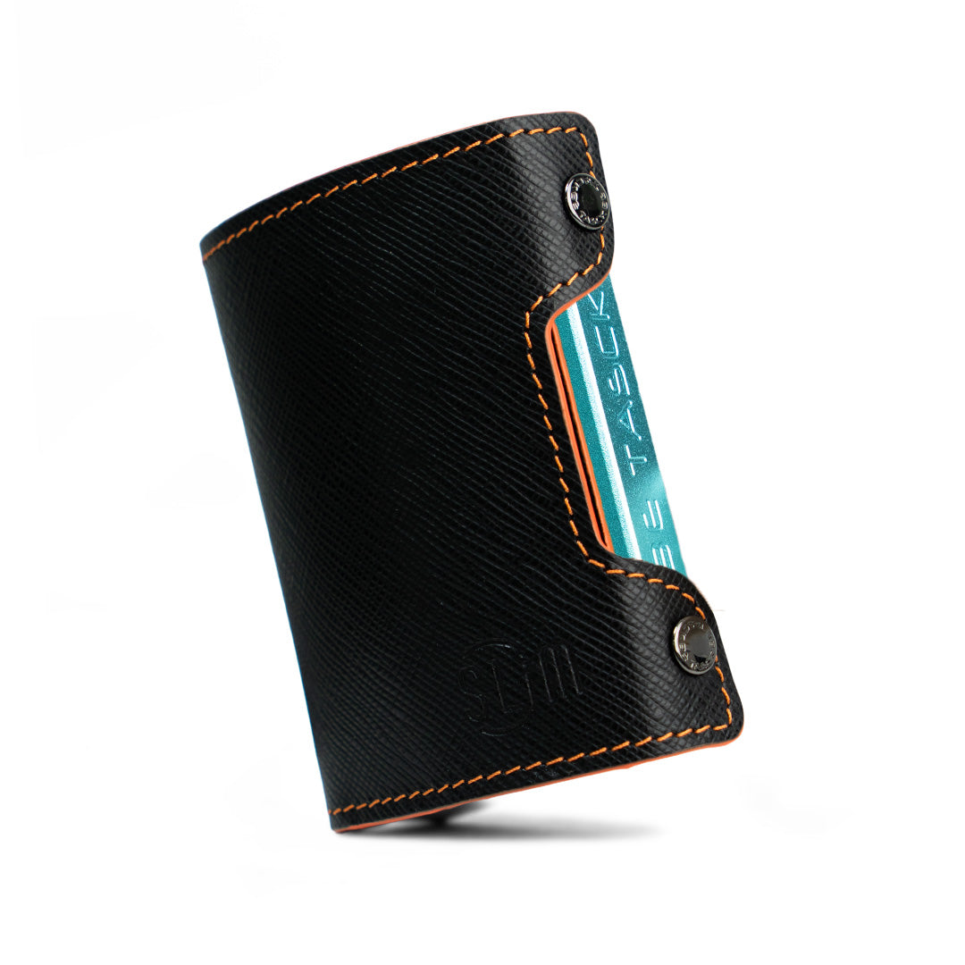 SLim Be Tasck portacarte saffiano Nero Arancio