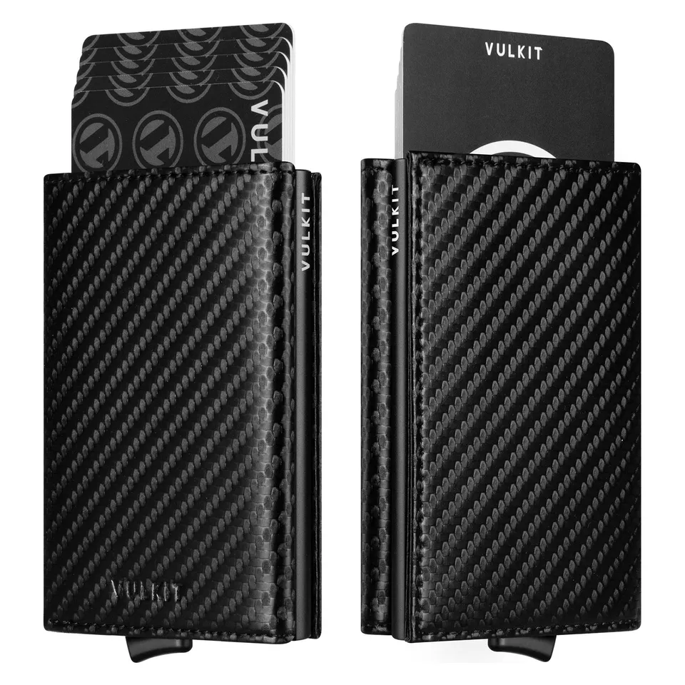VULKIT VC208 portacarte pelle nero RFID con leva
