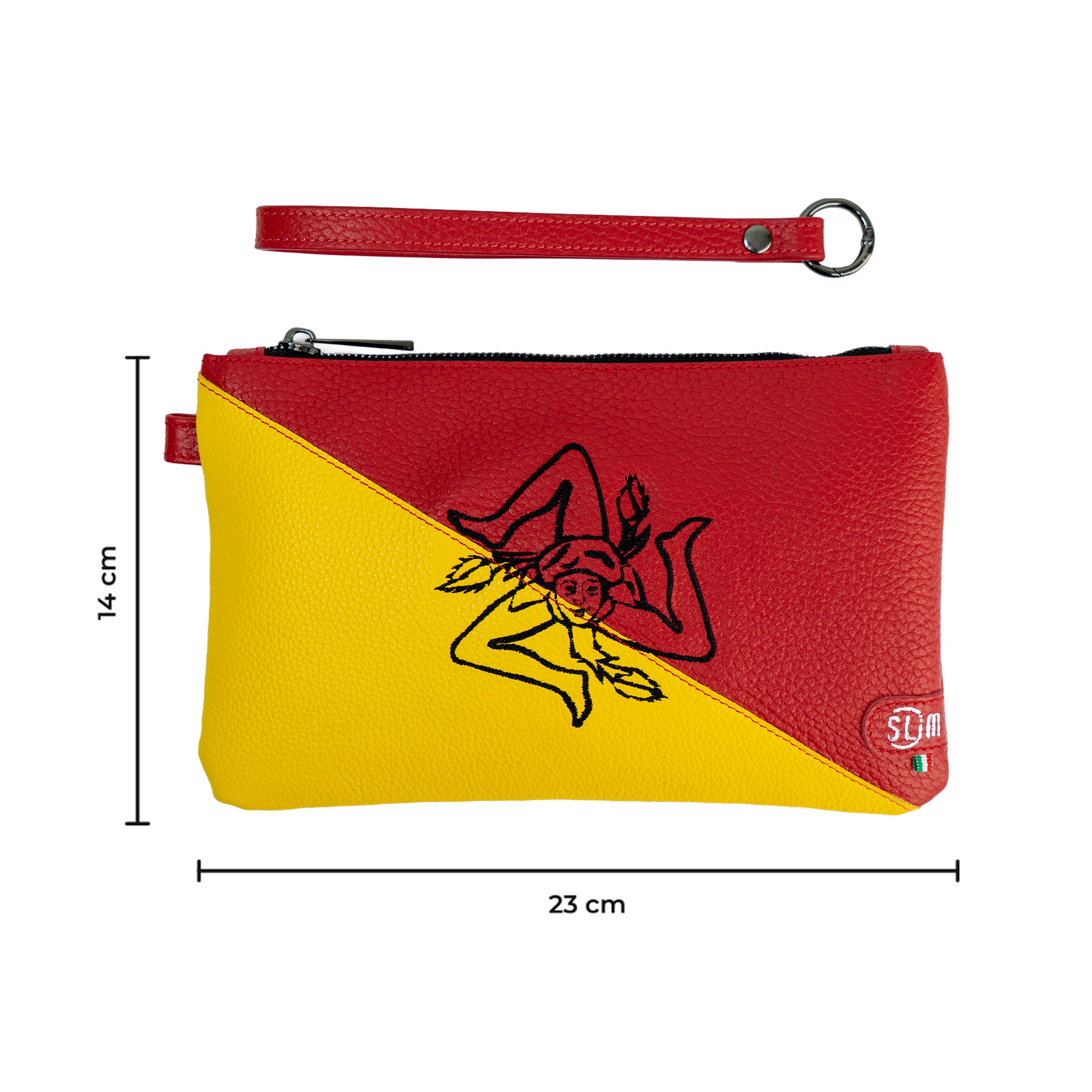 SLim Pochette Polsiera Sicilia Trinacria pochette pelle 23 cm