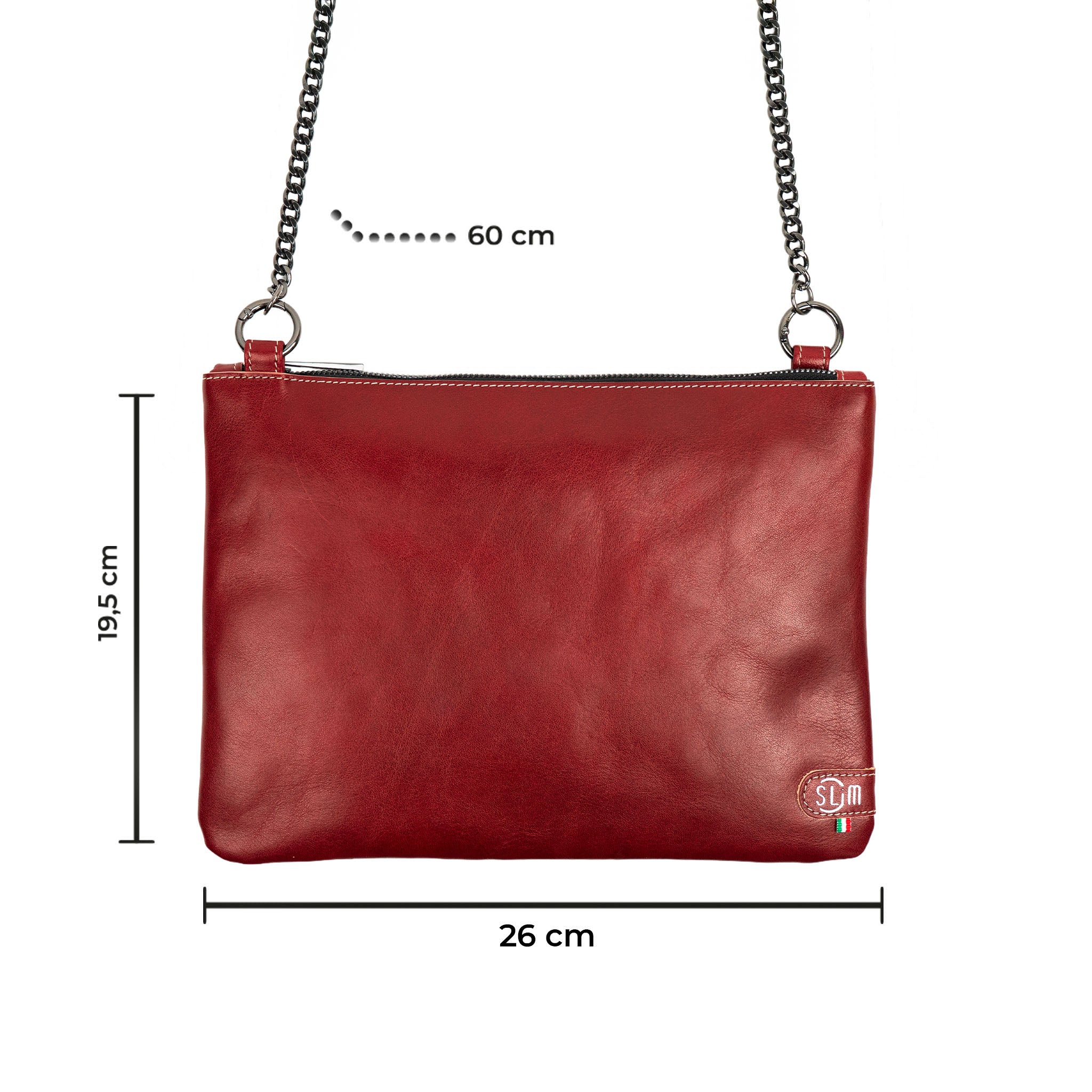 SLim Pochette Tracolla Vera Pelle Vegetale Rosso