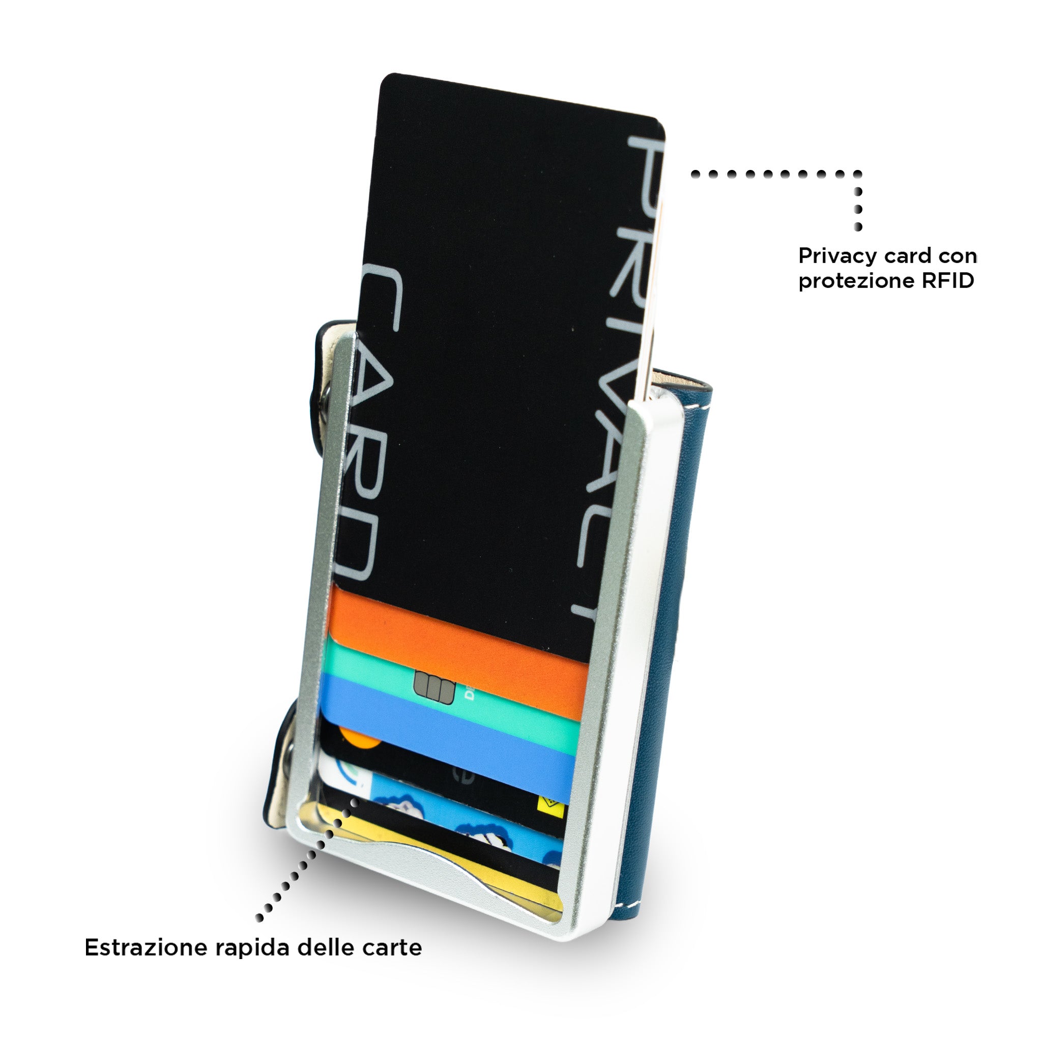 SLim Be Tasck Petrolio portafoglio pelle liscia multicolor