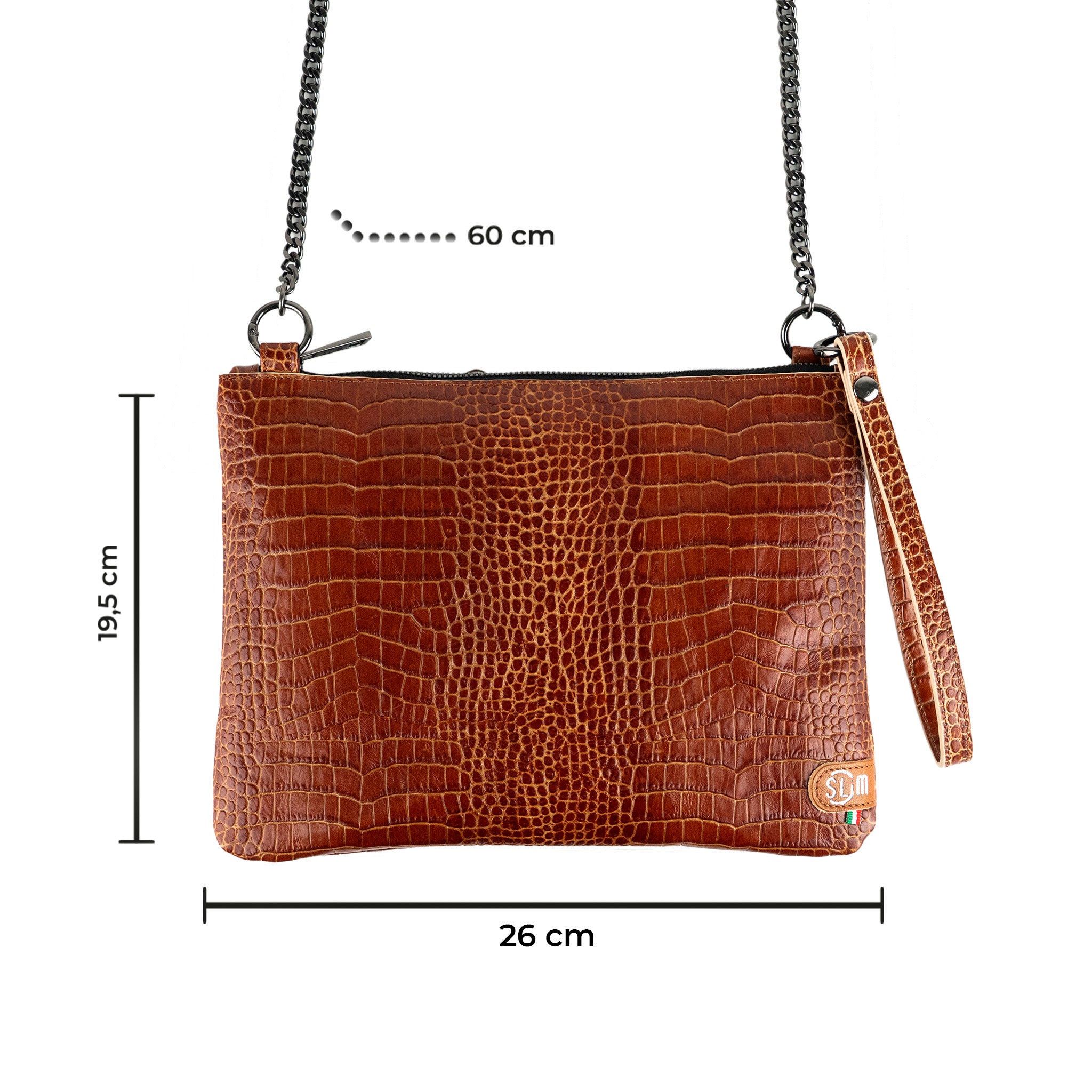 SLim Pochette Tracolla pochette pelle cocco cuoio 23x14 cm