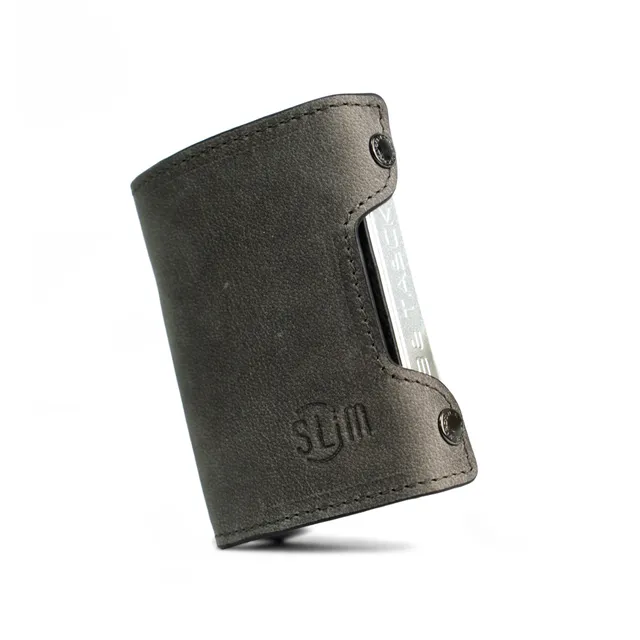 Be Tasck Crazy Horse Grigio portafoglio pelle frame nero