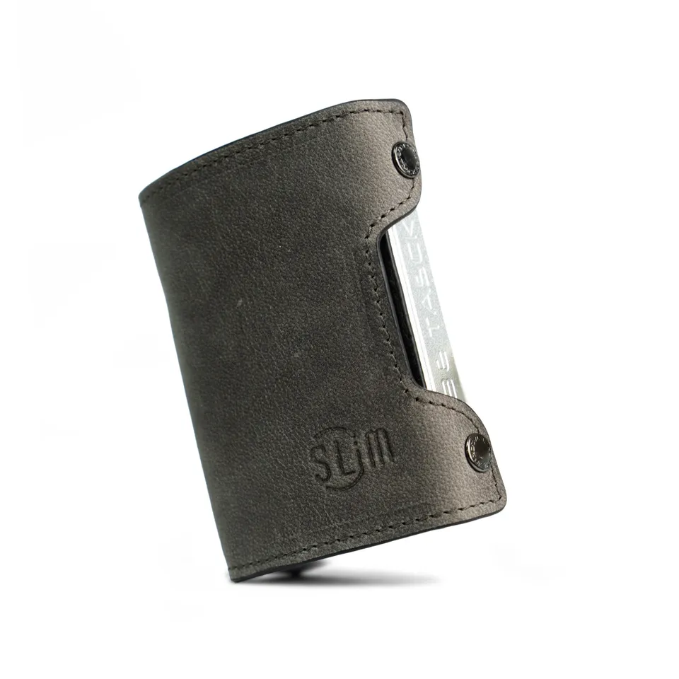 Be Tasck Crazy Horse Grigio portafoglio pelle frame nero