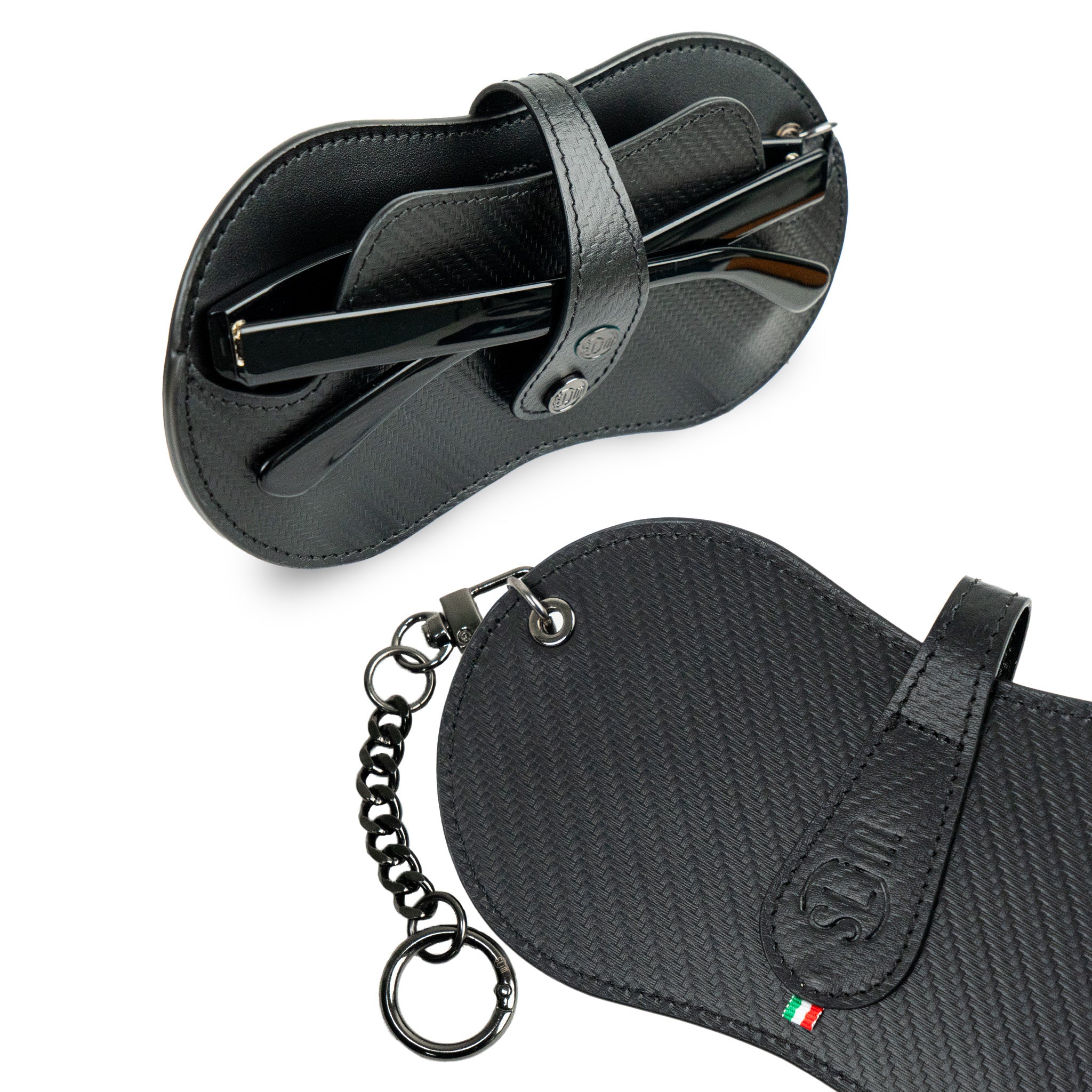 SLim Vision Portaocchiali Carbon Nero Vera Pelle