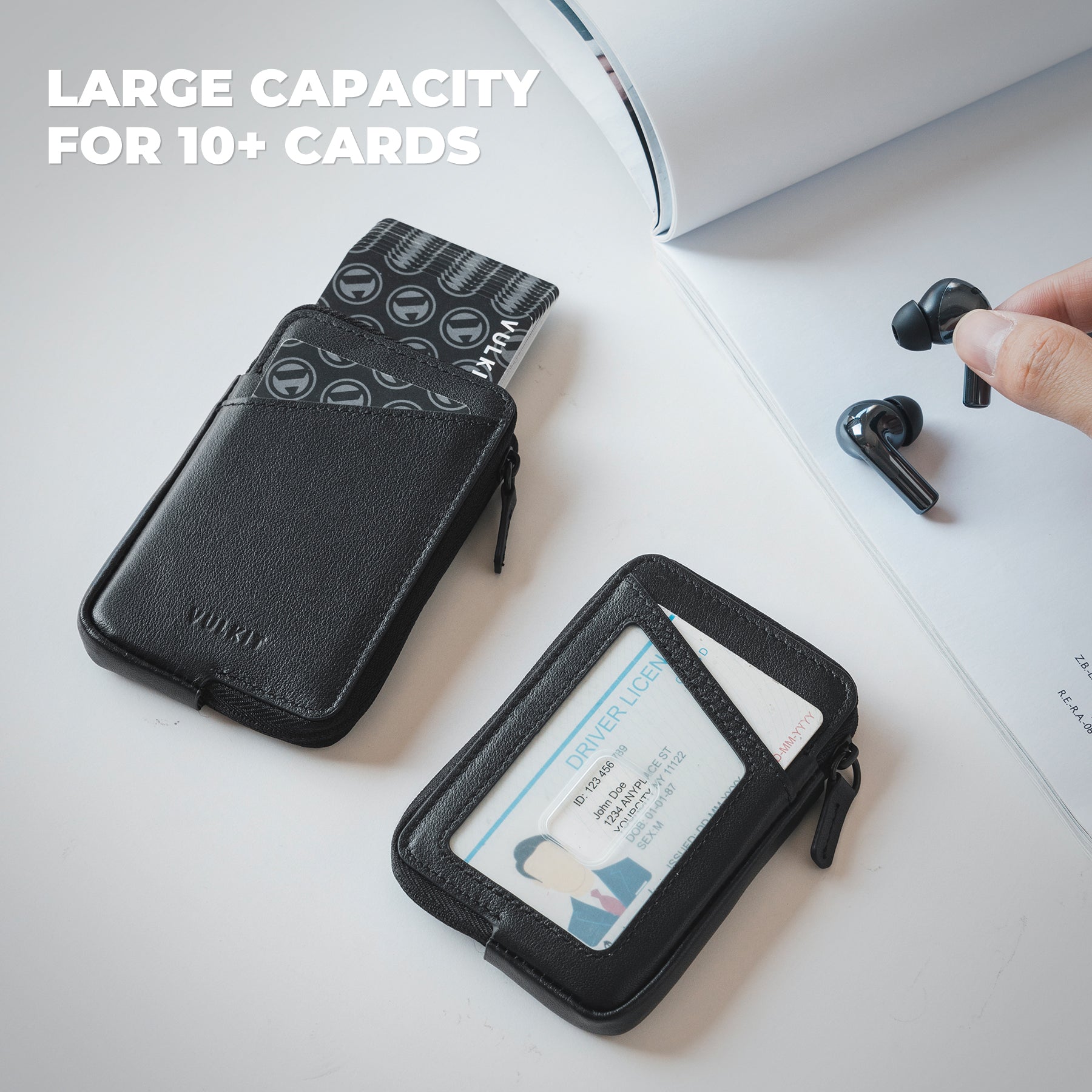 VULKIT VW113P portacarte pelle nero RFID 10 carte