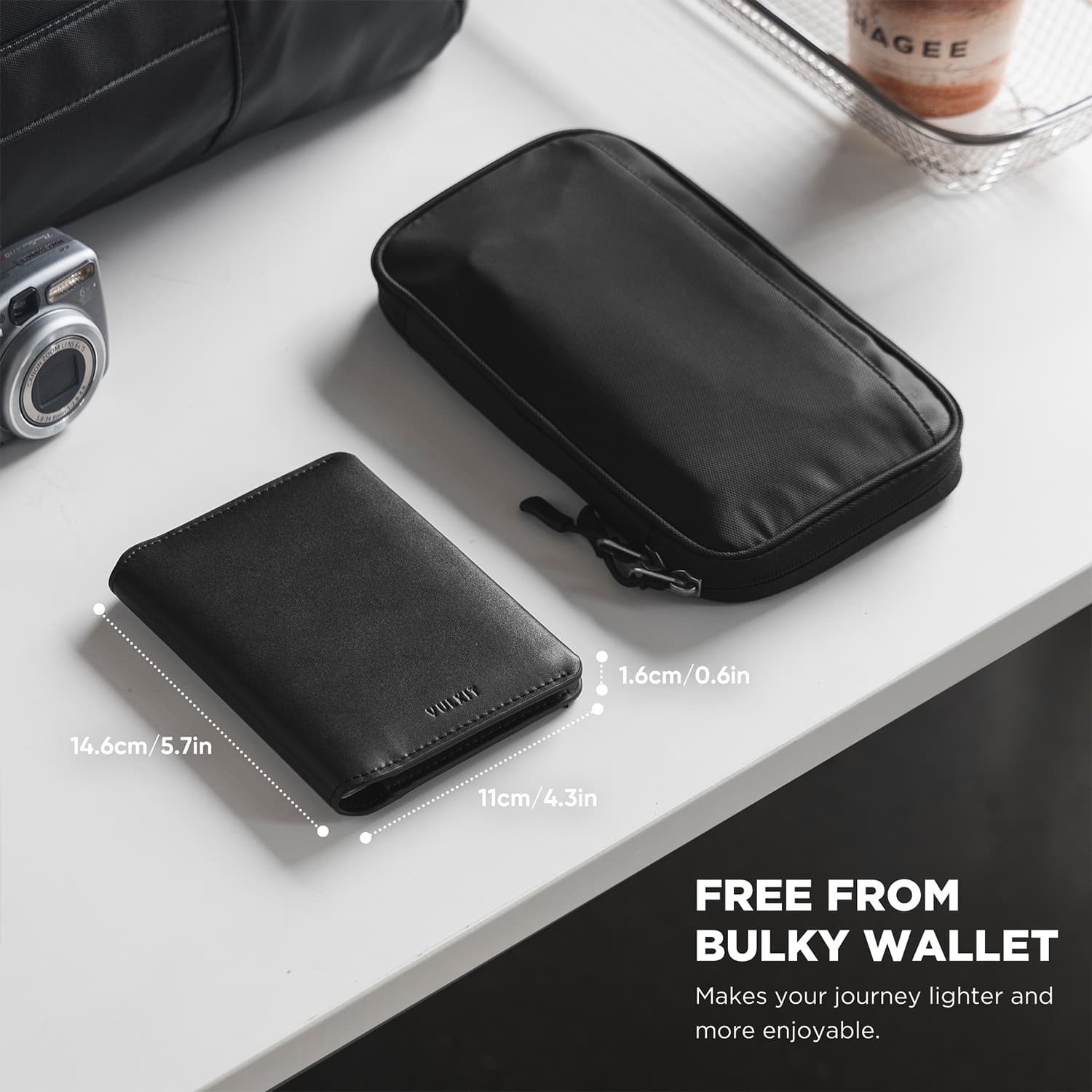 VULKIT VPW120 portafoglio passaporto slim RFID nero