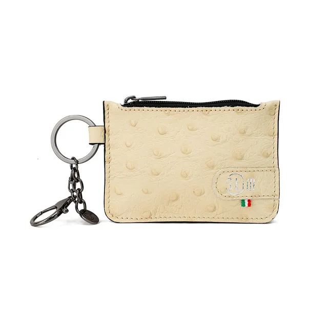 SLim Portachiavi portachiavi-portamonete pelle Struzzo Beige
