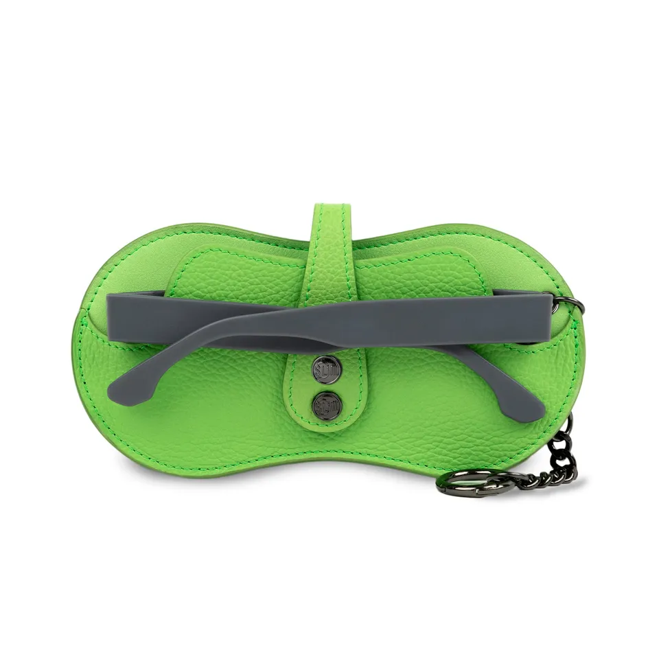 SLim Vision Portaocchiali Vera Pelle Verde Lime