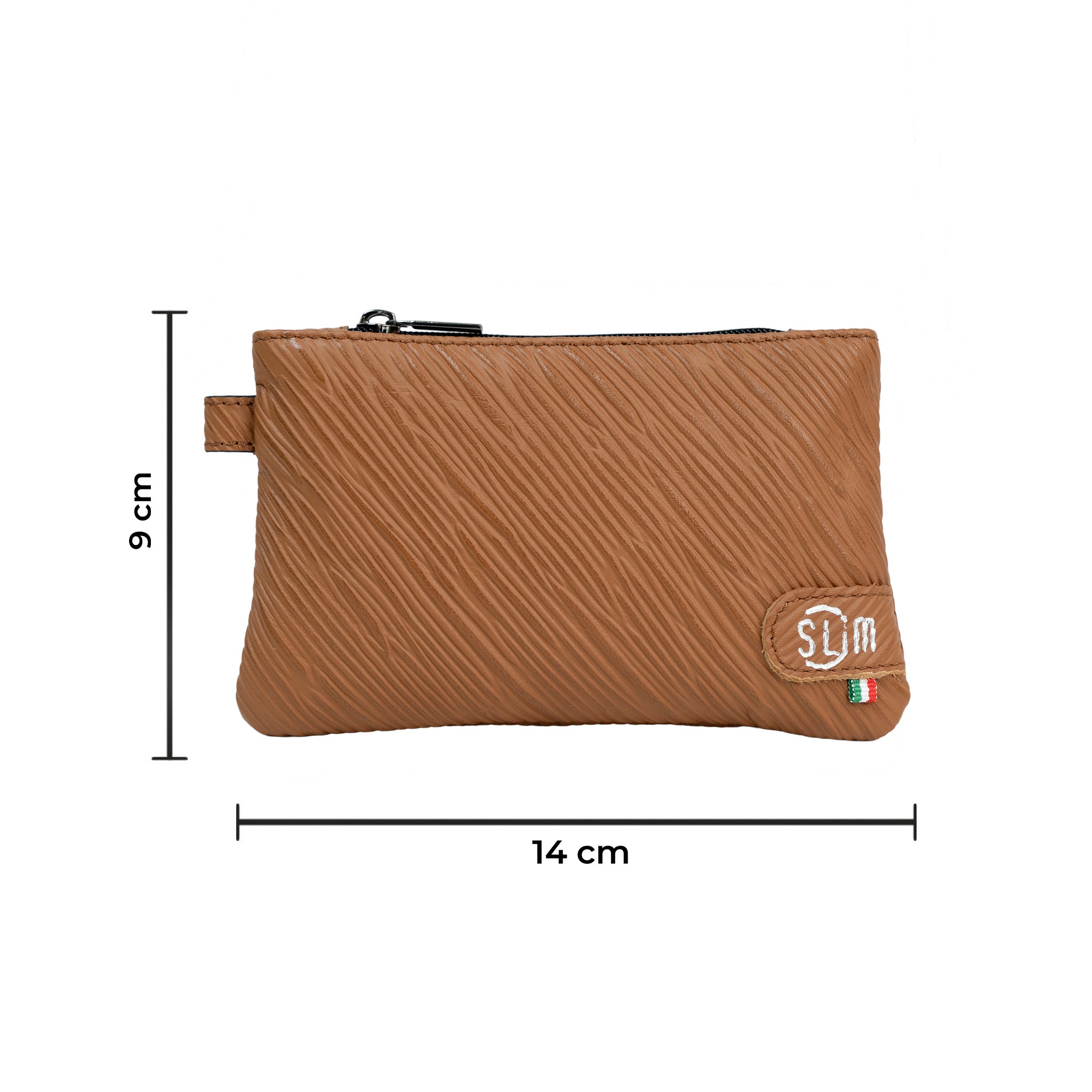 SLim Mini Pochette Epi Marrone Vera Pelle Portamonete