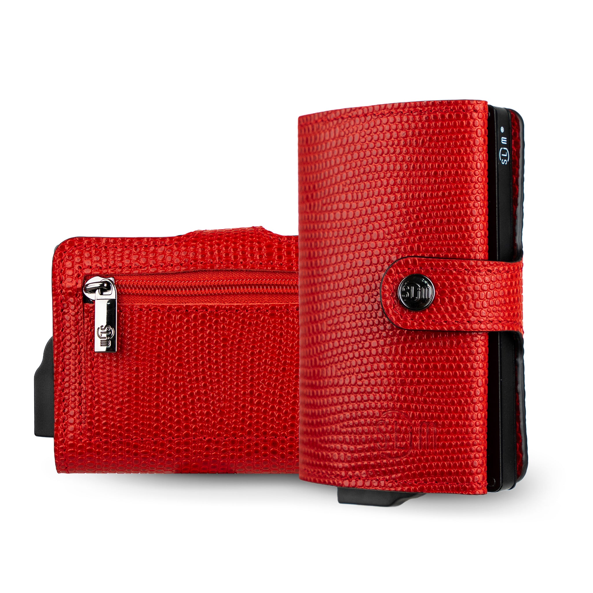 SLim Vera Pelle Tejus Rosso portacarte antigraffio RFID