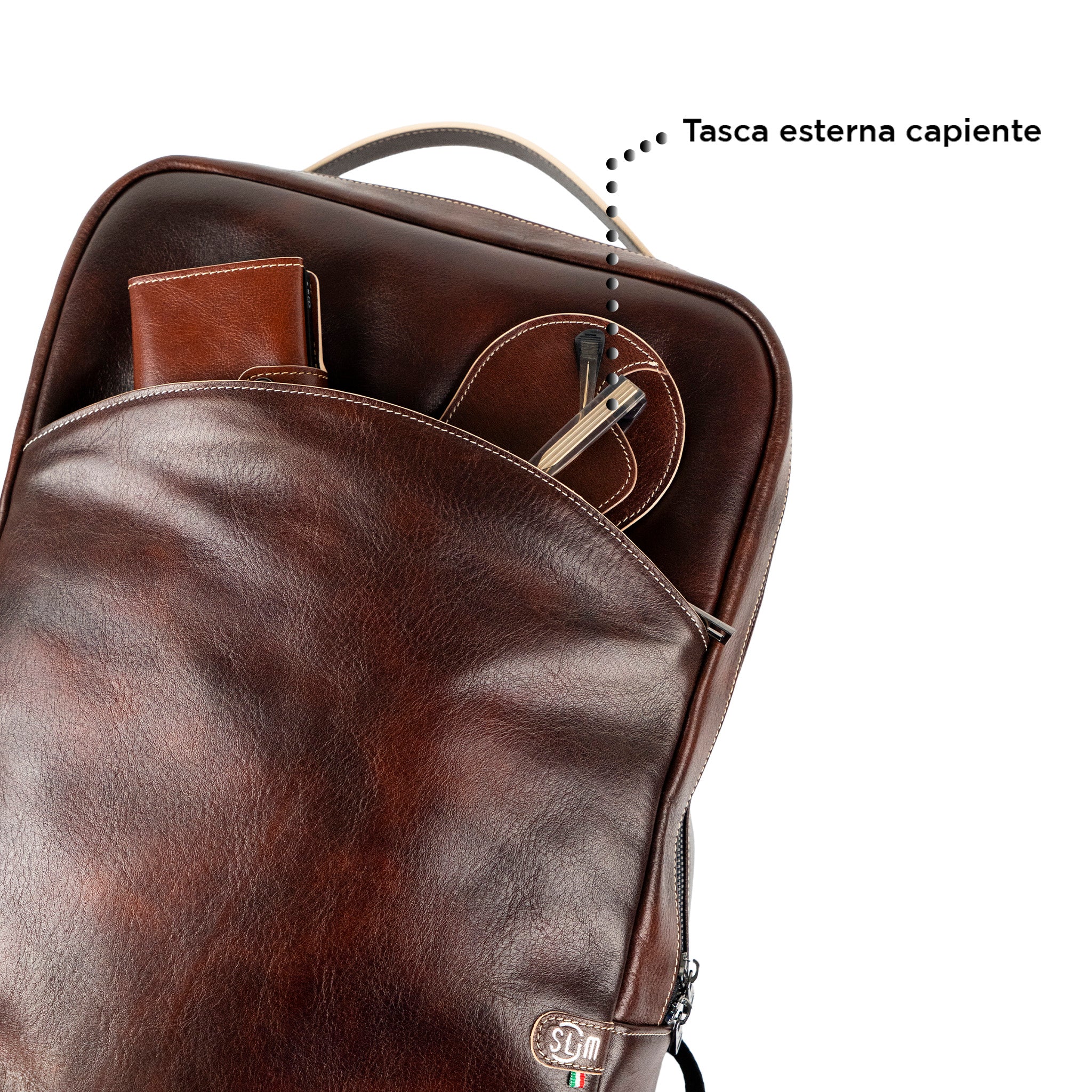 SLim Zaino SLim Zaino Pelle Vegetale Marrone 19L