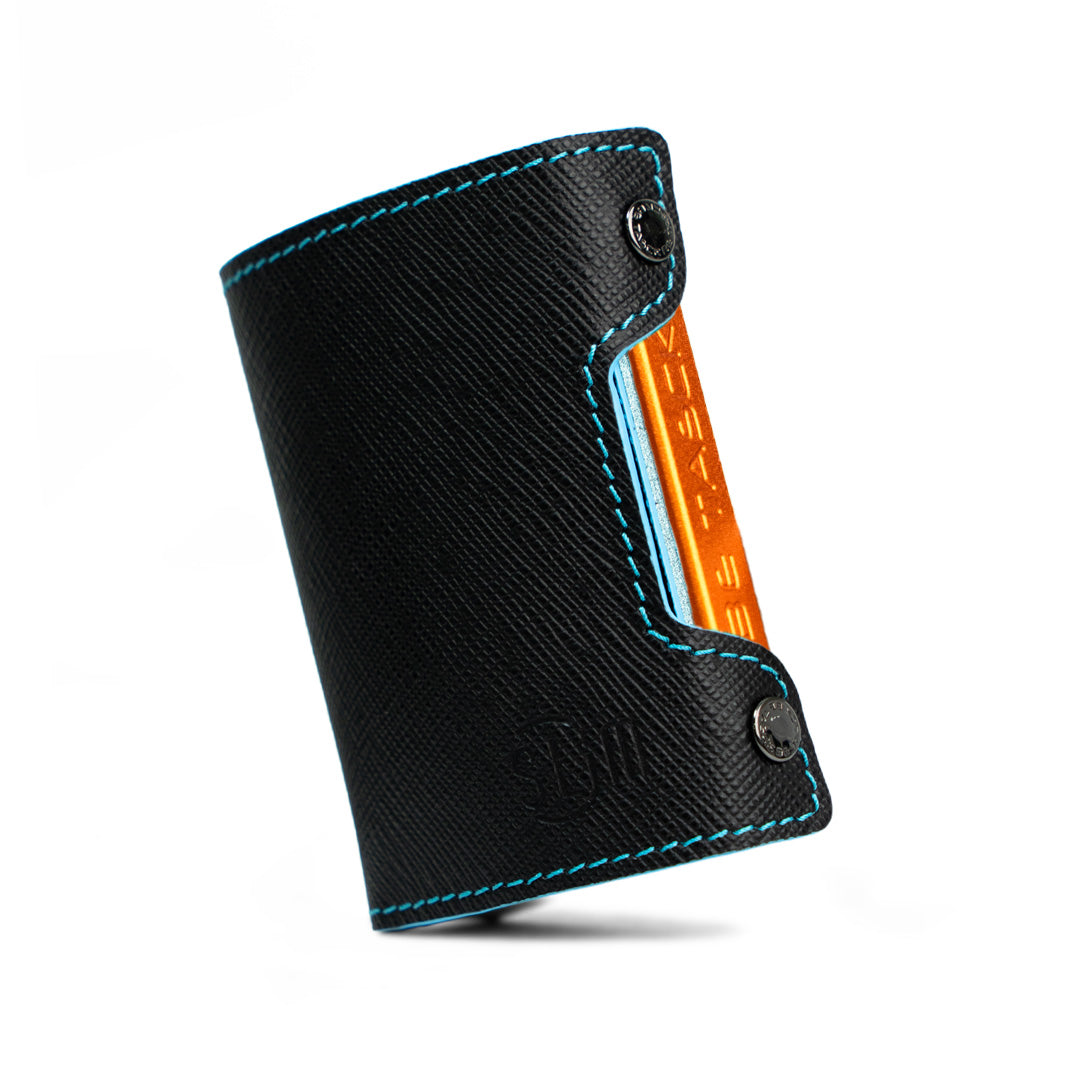 Be Tasck Portacarte Saffiano Nero e Azzurro