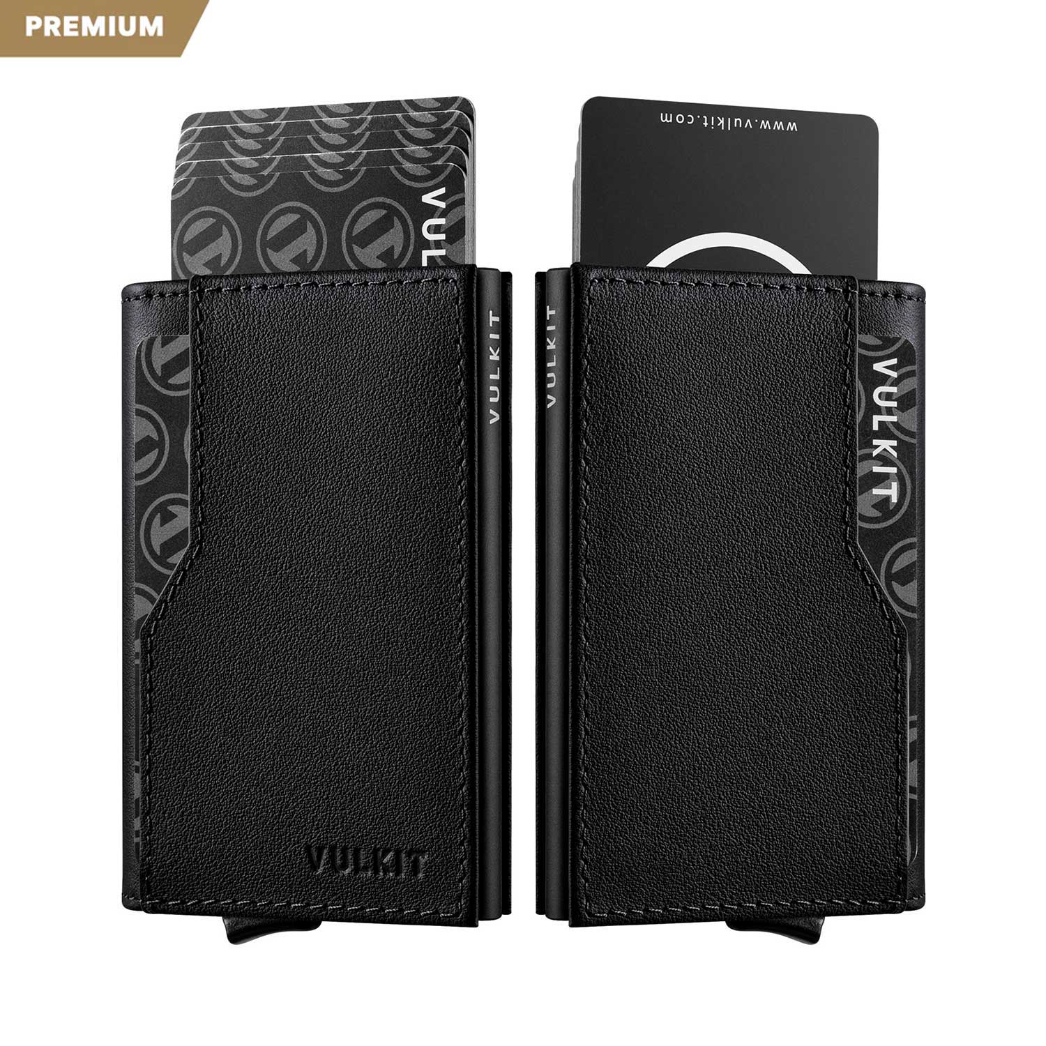 Vulkit VC205P Portafoglio Pelle Nero RFID 12 Carte