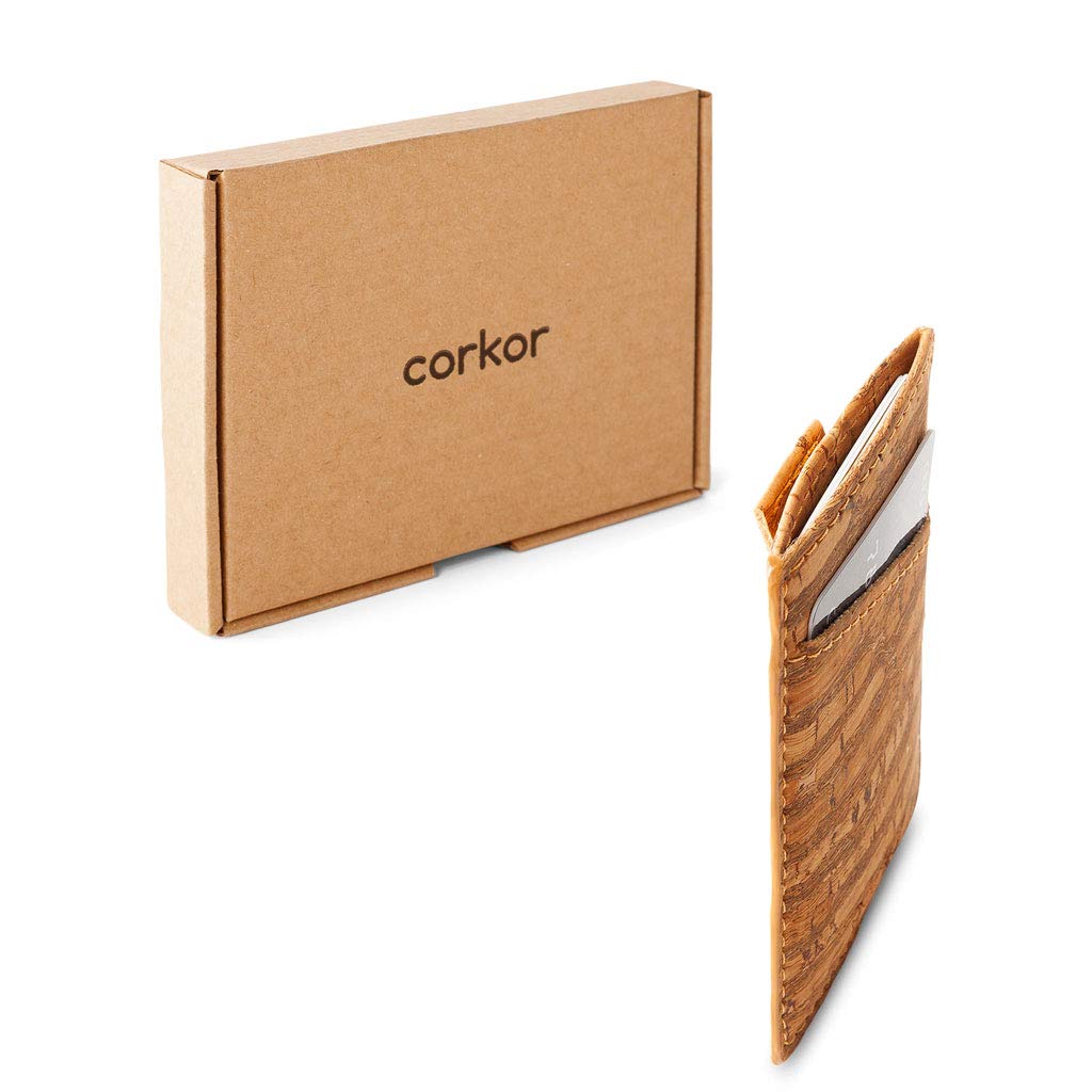 Corkor Wallets Portafoglio Uomo Sughero Rosso Marrone Sottile