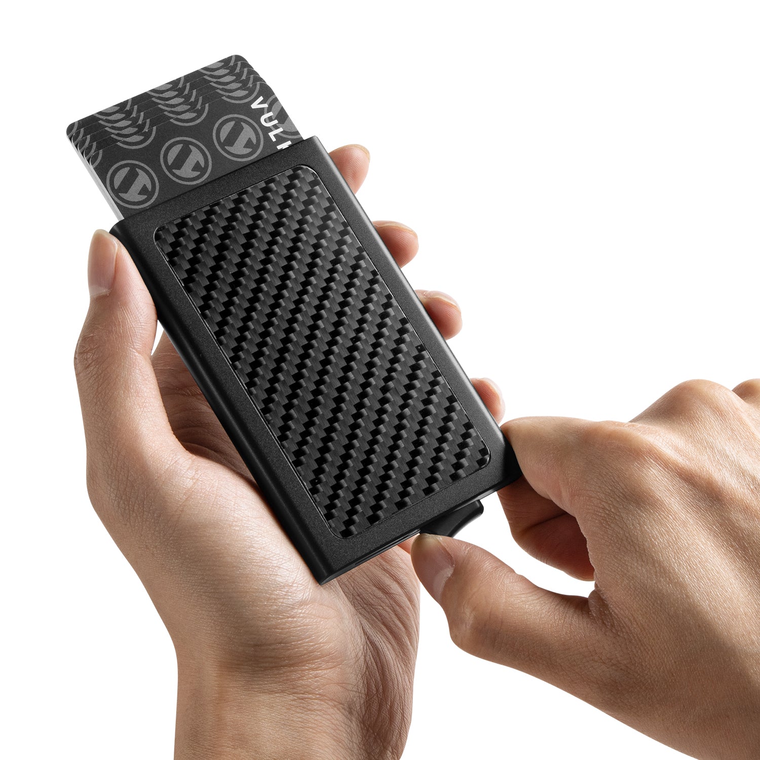 VULKIT VC101 Portacarte Alluminio Carbon Nero 5 Carte