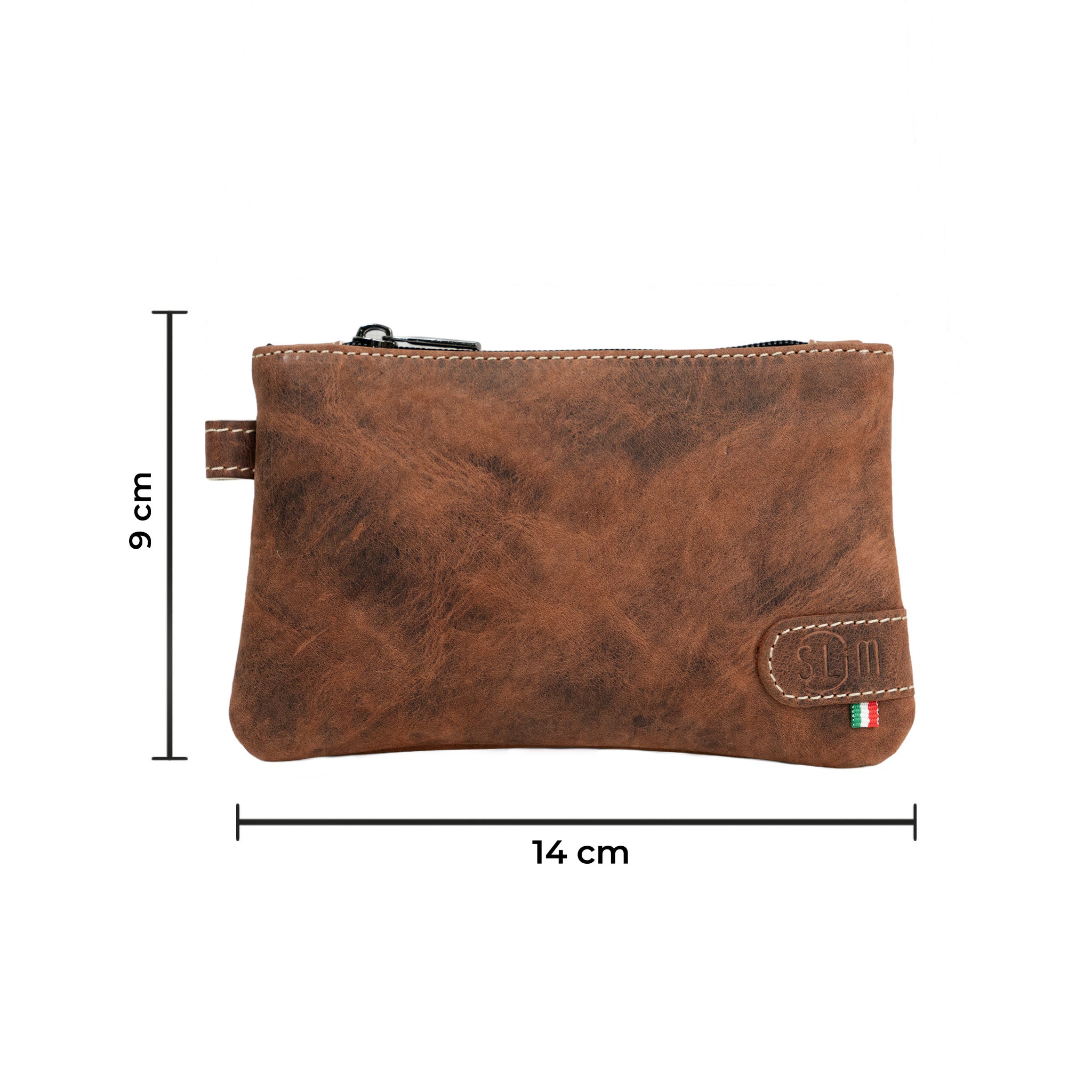 SLim Mini Pochette Pelle Crazy Marrone