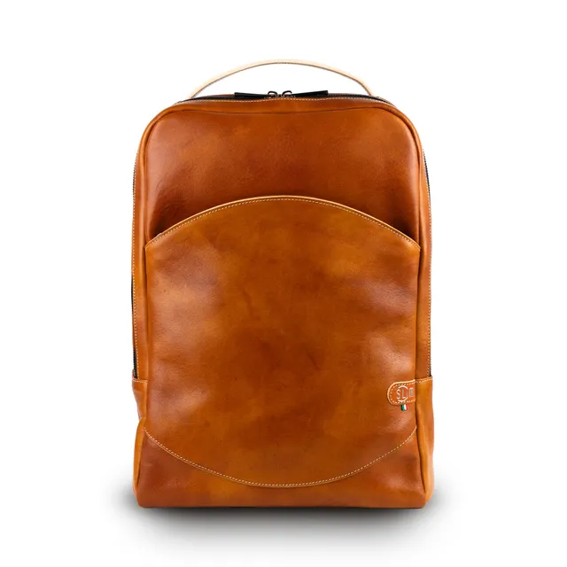 SLim Zaino Medio Concia Vegetale zaino pelle cognac 14 pollici
