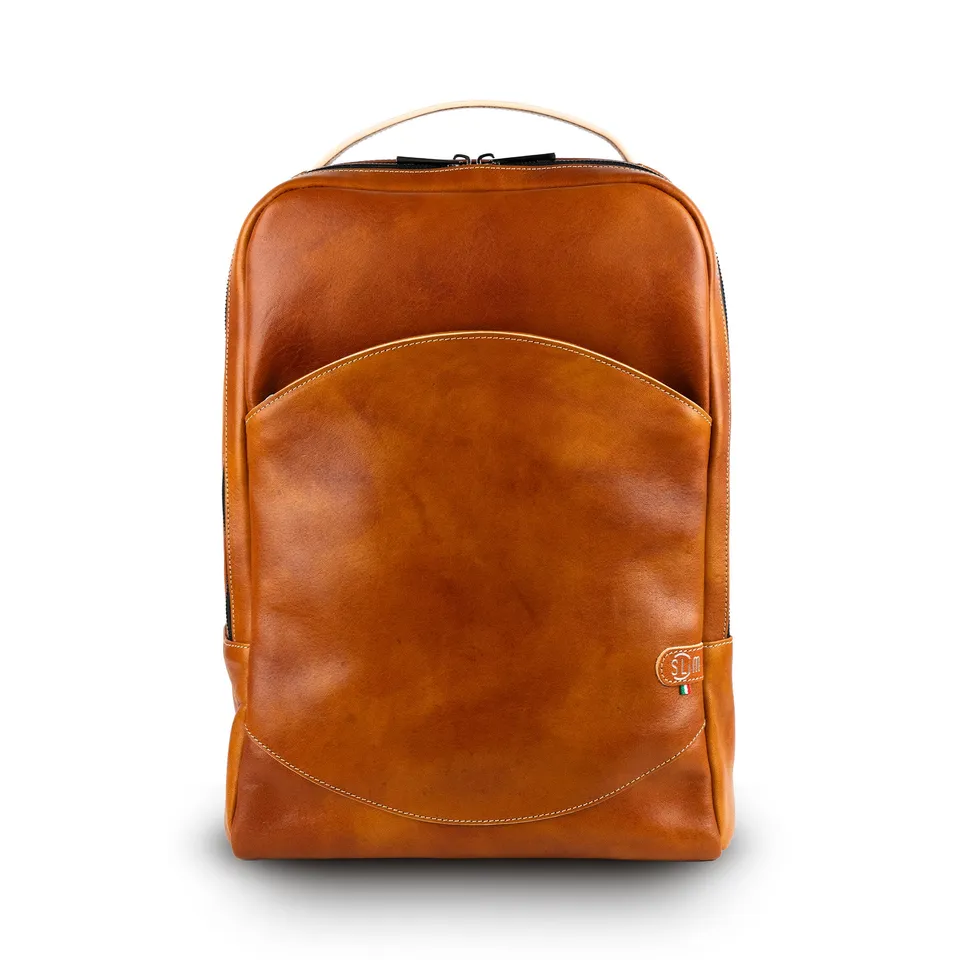 SLim Zaino Medio Concia Vegetale zaino pelle cognac 14 pollici