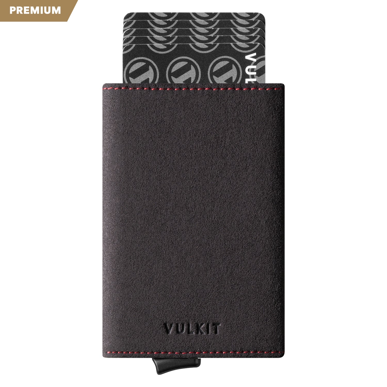 VULKIT Alcantara VC203A Portafoglio Trifold RFID Marrone