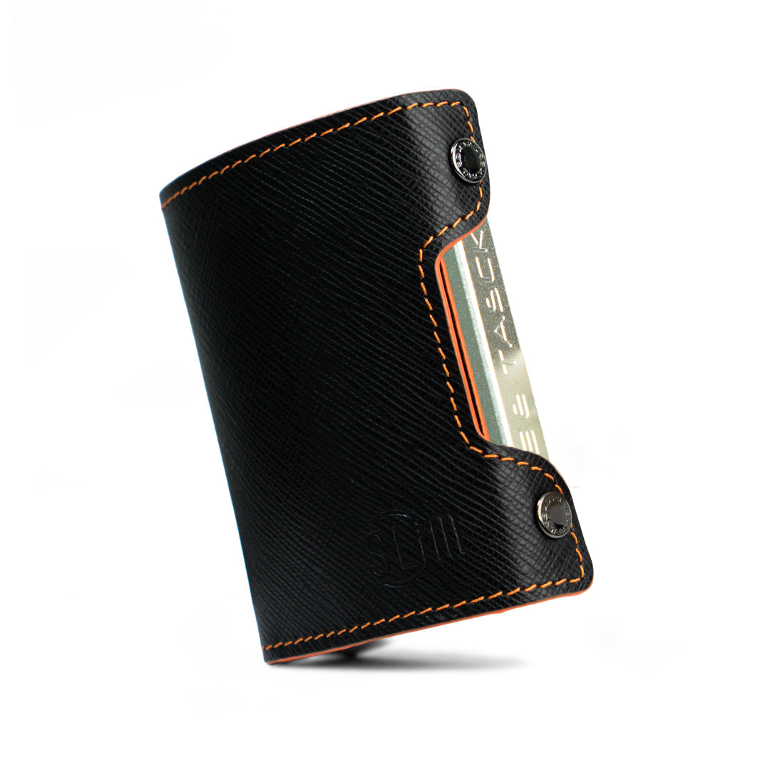 SLim Be Tasck portacarte saffiano Nero Arancio
