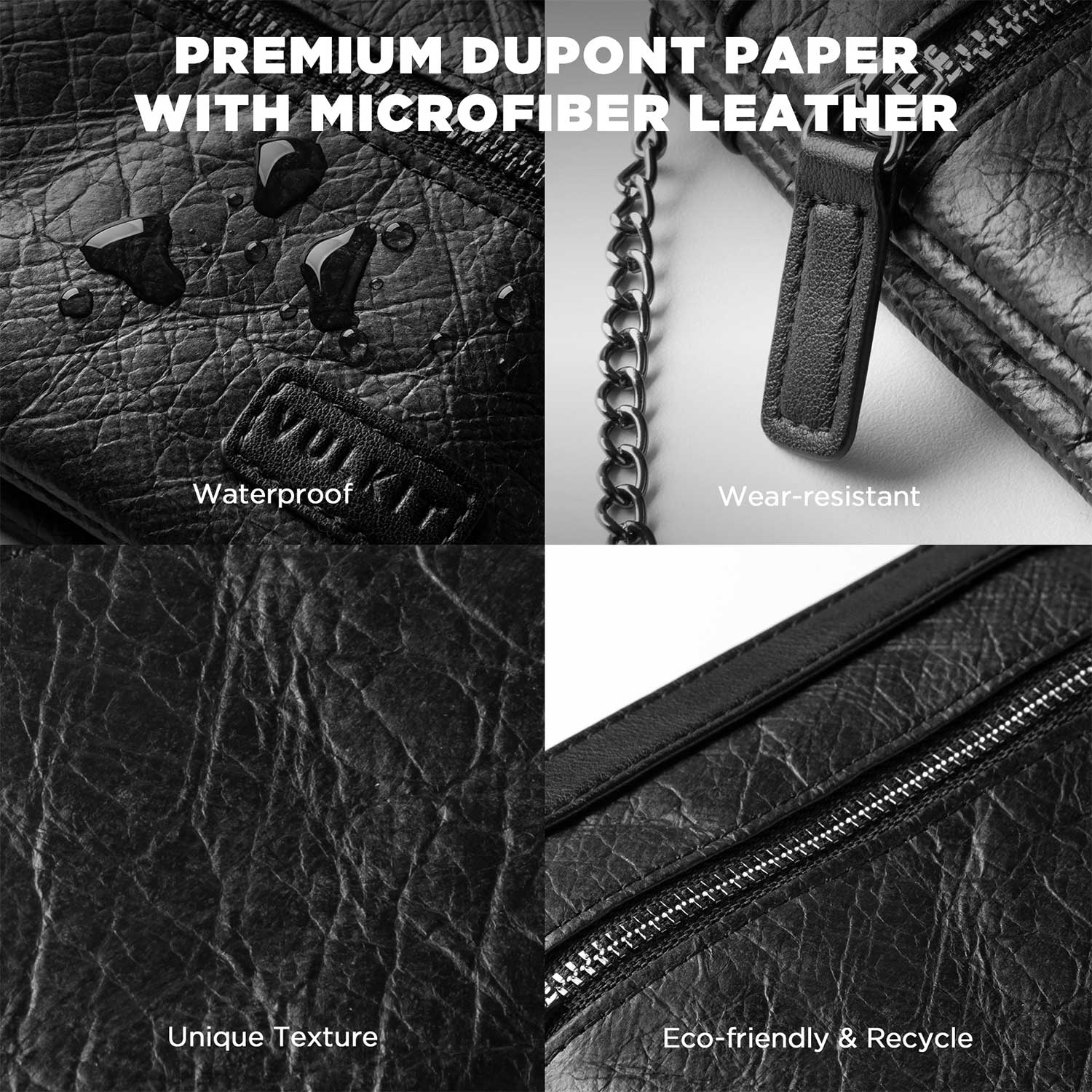 VULKIT VW112 porta carte zip impermeabile nero RFID portachiavi