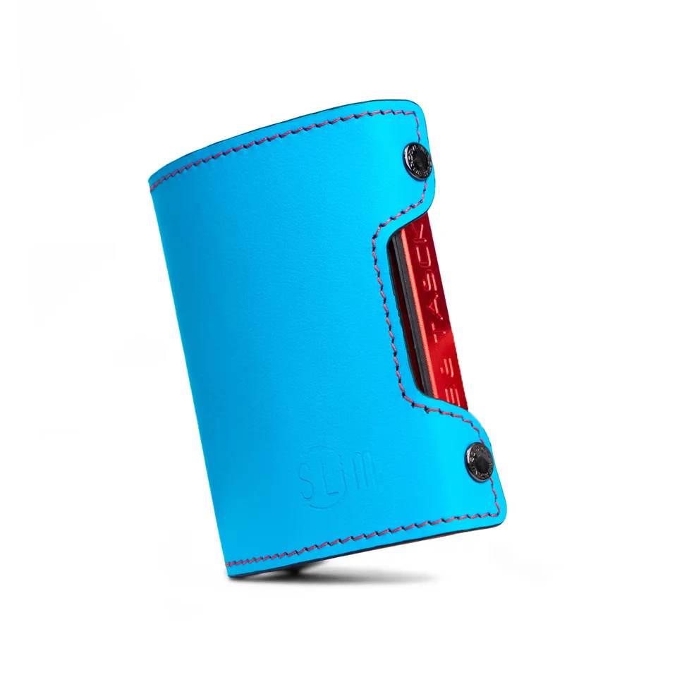 SLim Be Tasck Pelle Liscia Portafoglio Azzurro Rosso